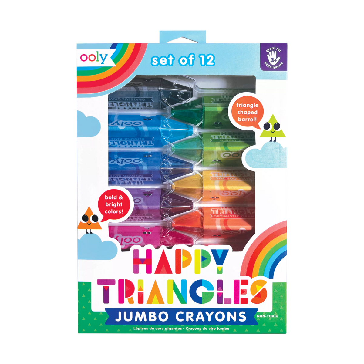 Ooly Colouring Pencils - 12 pcs - Happy Triangles Jumbo Crayons