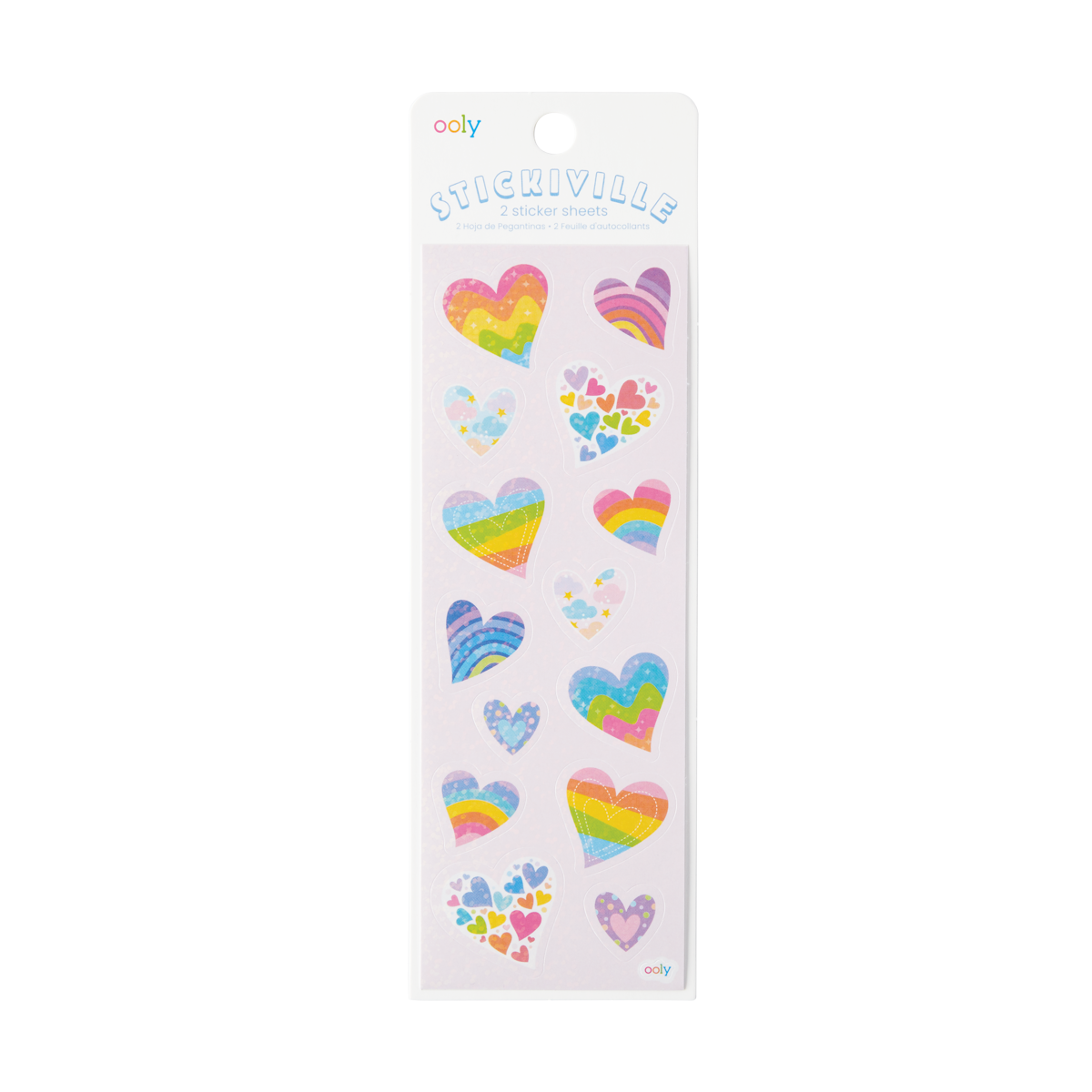 OOLY Stickiville Rainbow Hearts Holographic Glitter Stickers