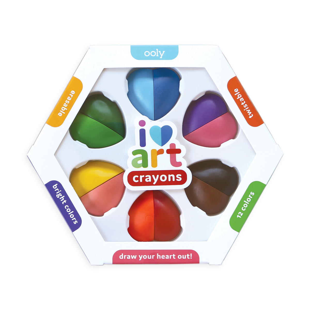 I Heart Art Erasable Crayons - Set Of 6 - OOLY