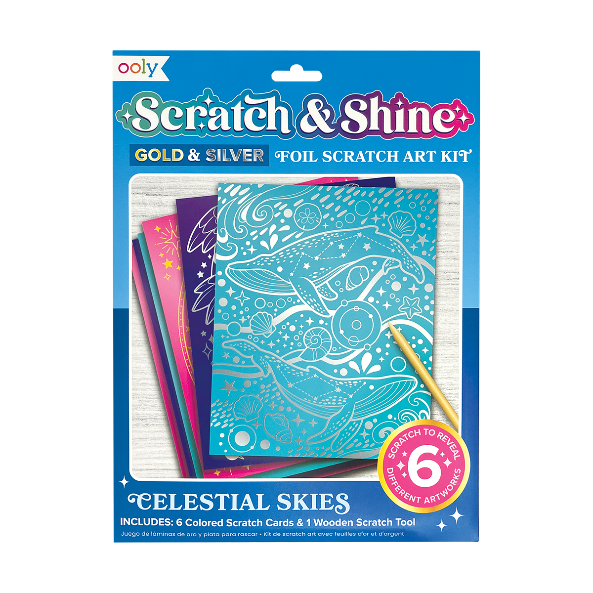Scratch and Shine Foil Scratch Art Kit - Celestial Skies - OOLY