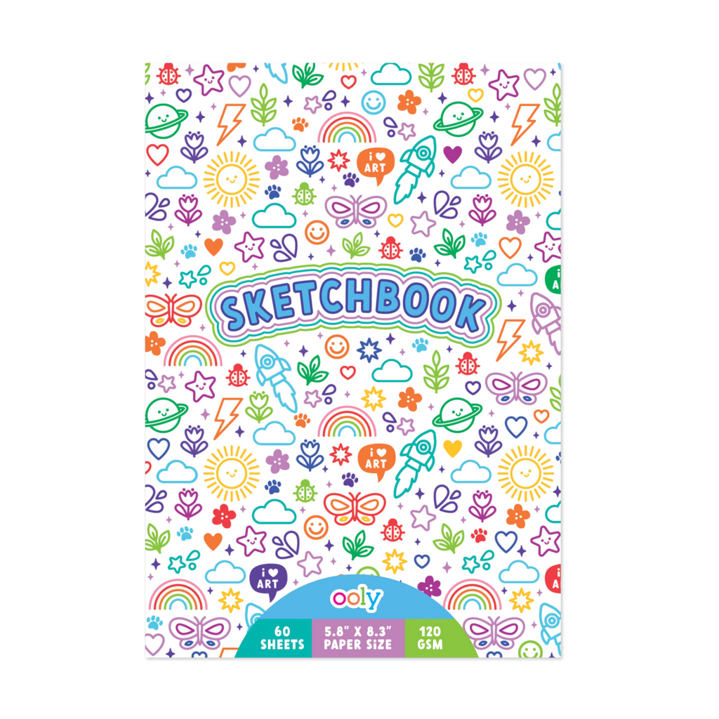 OOLY Sketch and Show Standing Sketchbook with 45 Large 10.5 x 8 Pages,  Perforated to be Easily Removed, 120 GSM/ 32lb, Perfect for Markers,  Colored