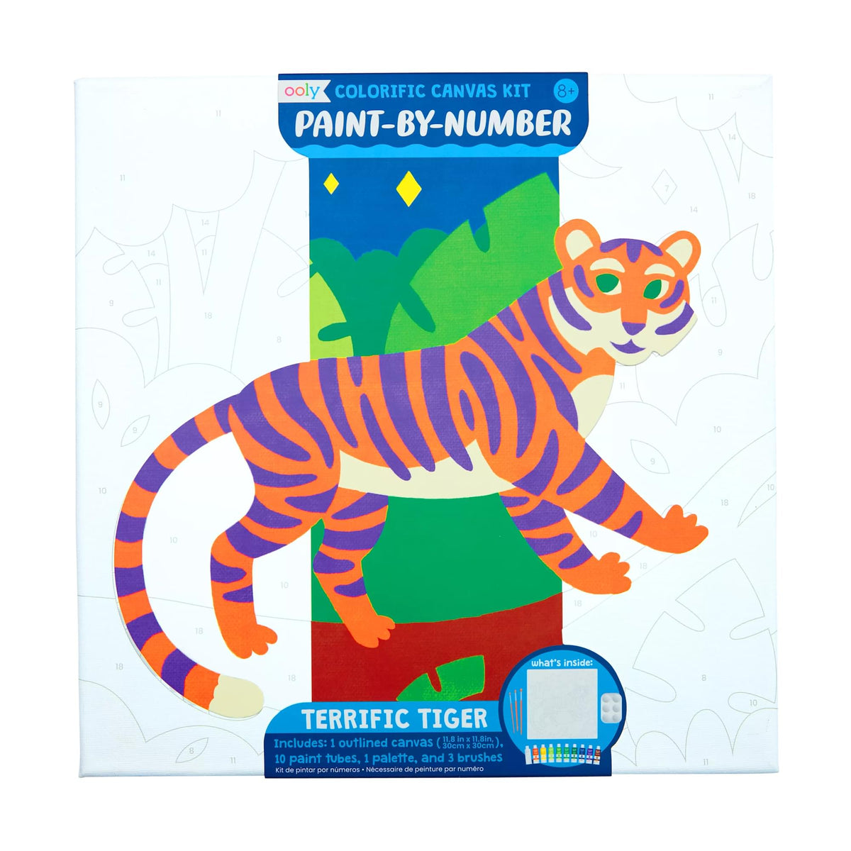 Paint-by-Numbers-Kit-for-Kids Ages 4-8, Cartoon Tiger Theme, (12 x 14 inch)  Framed Canvas, Arts and Crafts for Kids 4-6, Kids Crafts Ages 4-8, Art