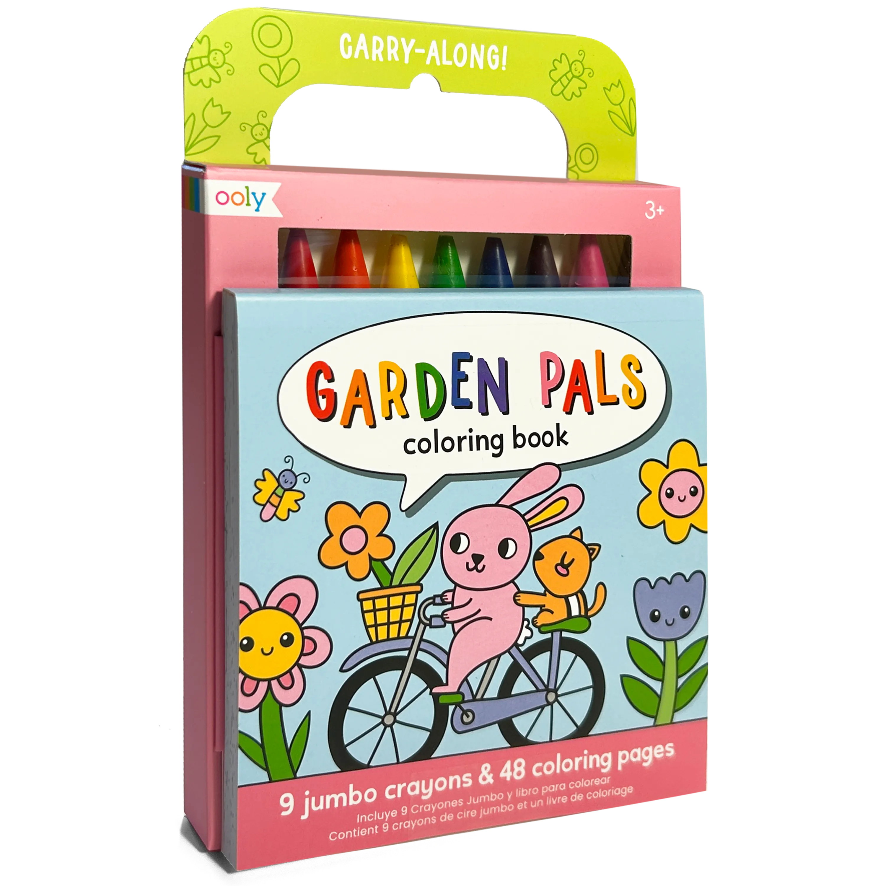 Quarter angle of Carry Along! Coloring Book and Crayon Set - Garden Pals