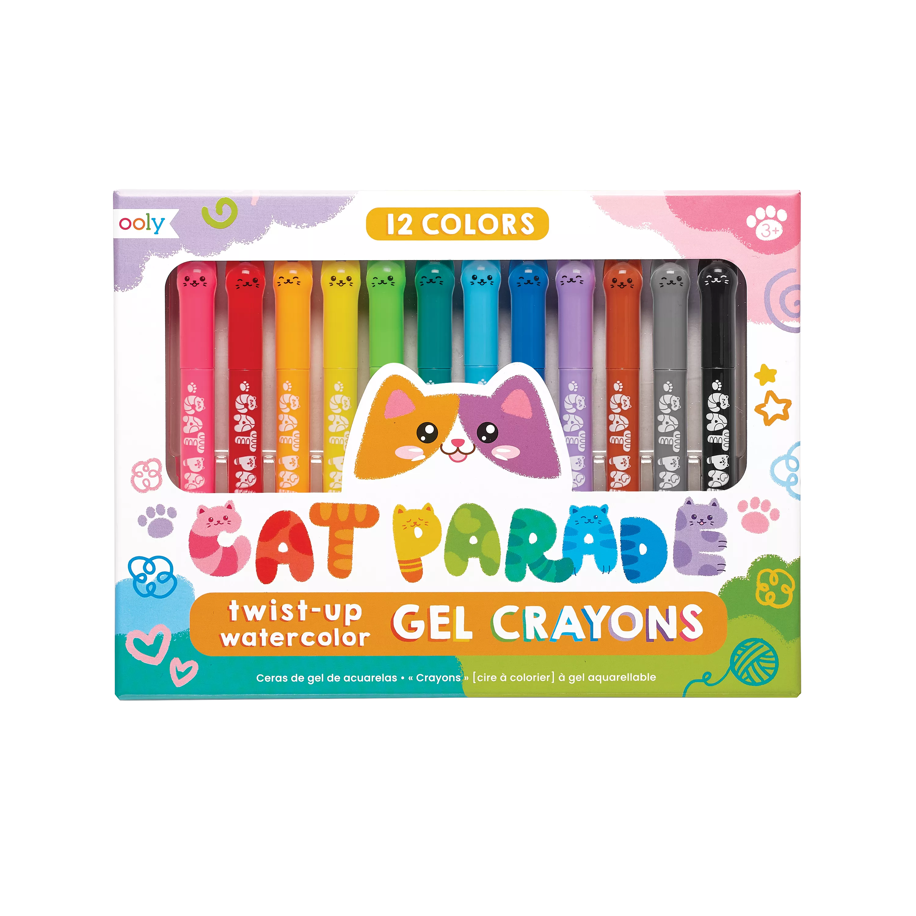 Front of packaging of OOLY Cat Parade Gel Crayons Packaging Front