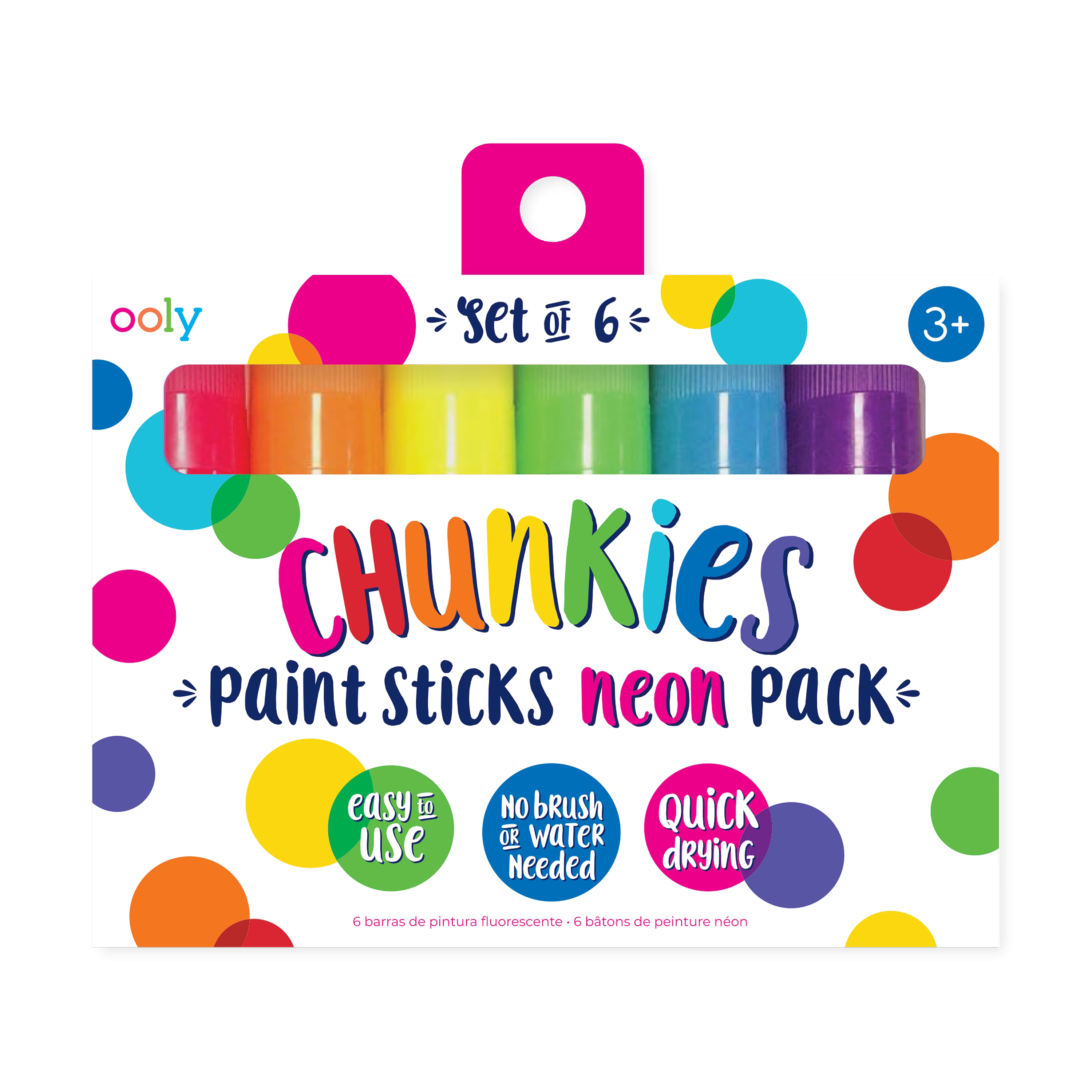 OOLY Chunkies Paint Sticks Neon 6 pack in packaging