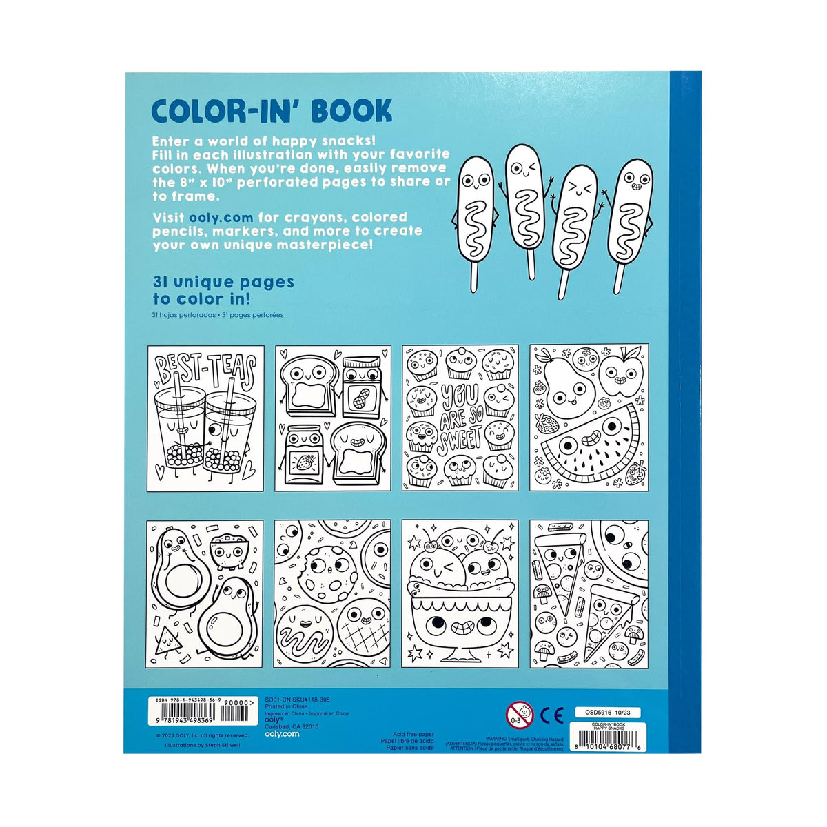 Colorin' Book Coloring Book Happy Snacks OOLY