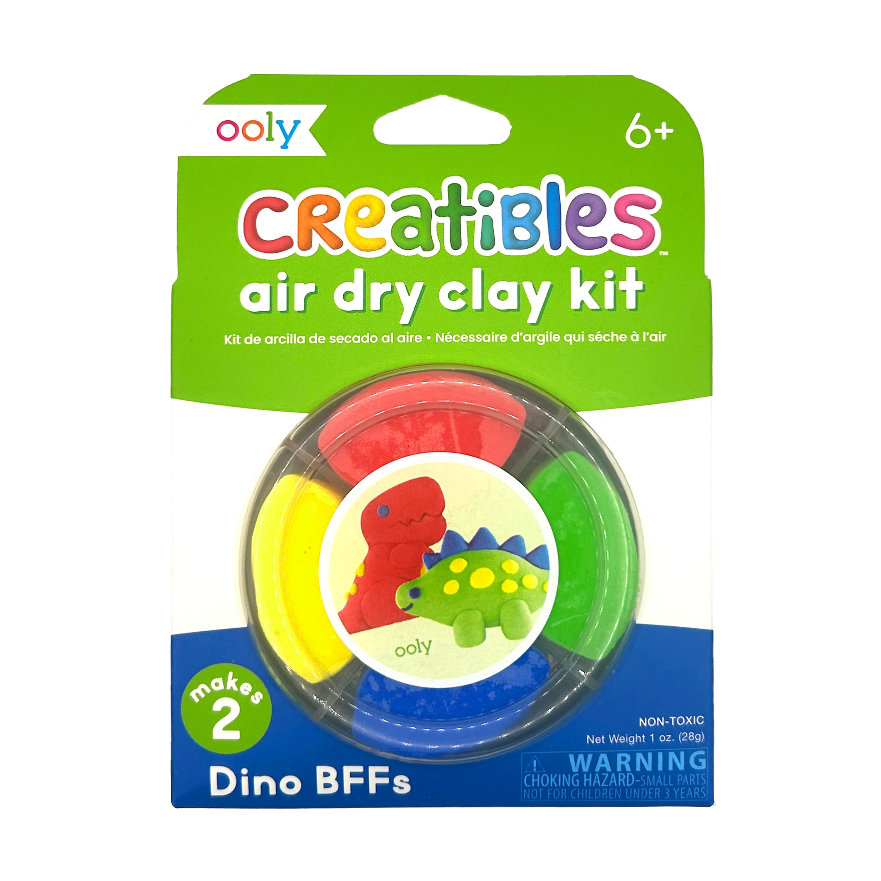 Front of packaging of OOLY Creatibles Mini Air Dry Clay Kit - Dino BFFs