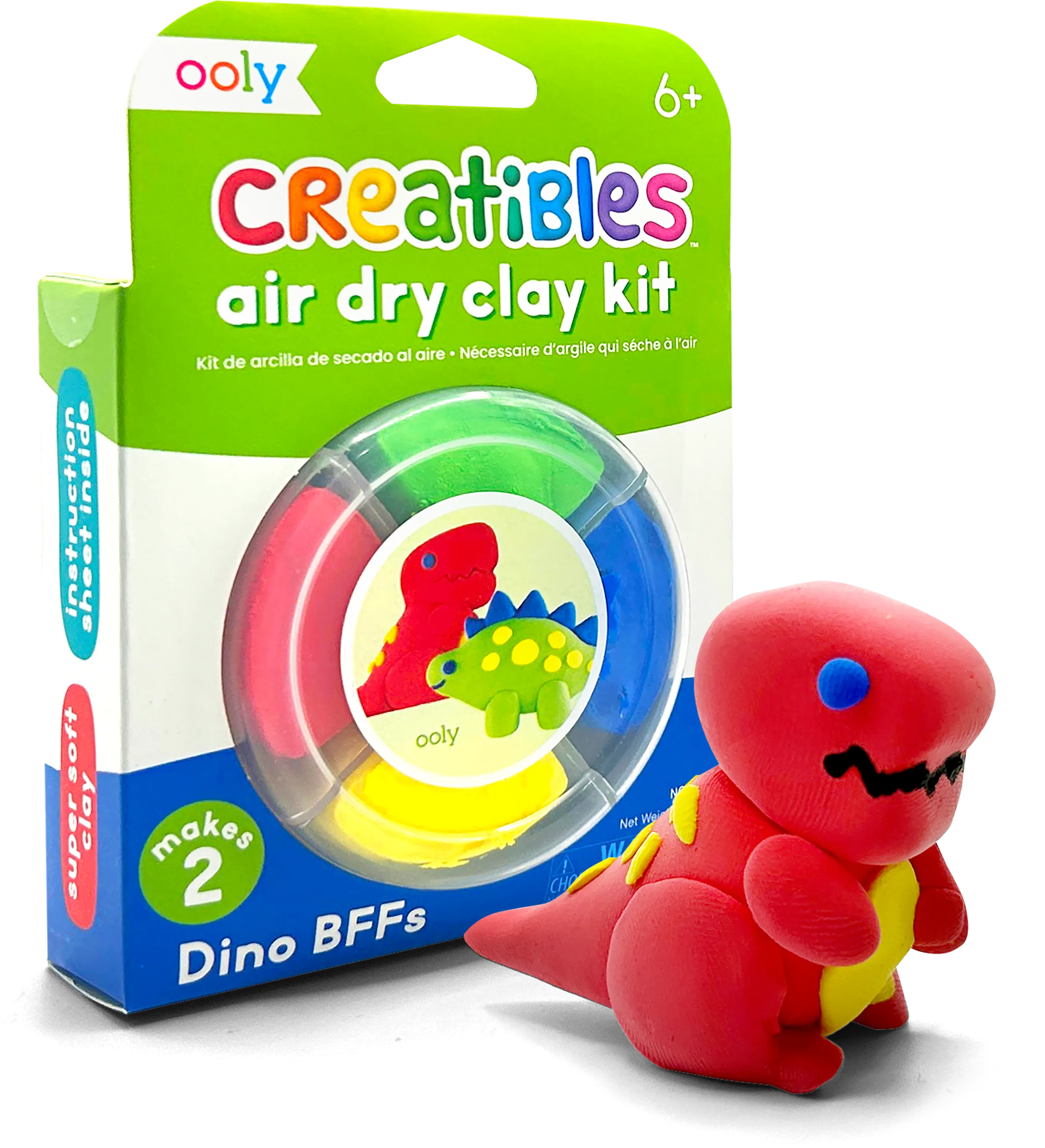 Quarter angle of packaging of OOLY Creatibles Mini Air Dry Clay Kit - Dino BFFs