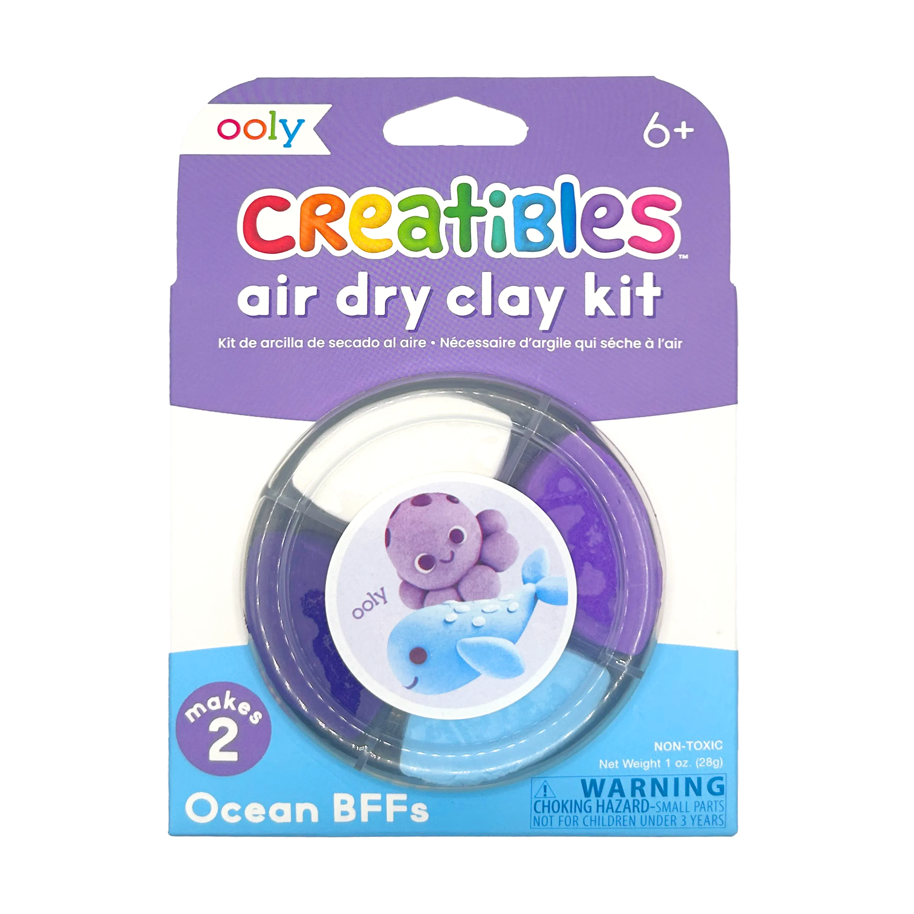 Front of packaging of OOLY Creatibles Mini Air Dry Clay Kit - Ocean BFFs