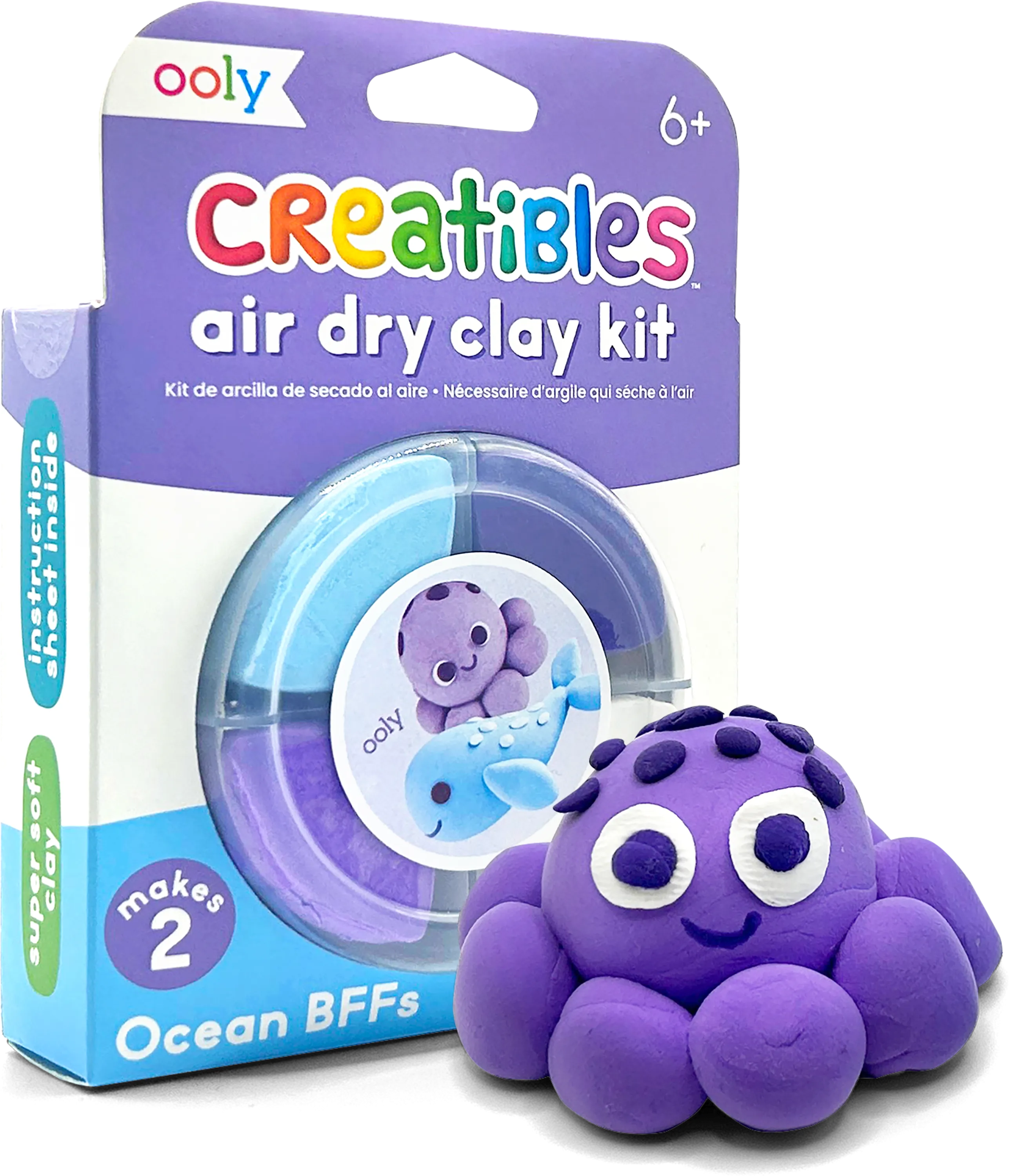 Quarter angle of packaging of OOLY Creatibles Mini Air Dry Clay Kit - Ocean BFFs