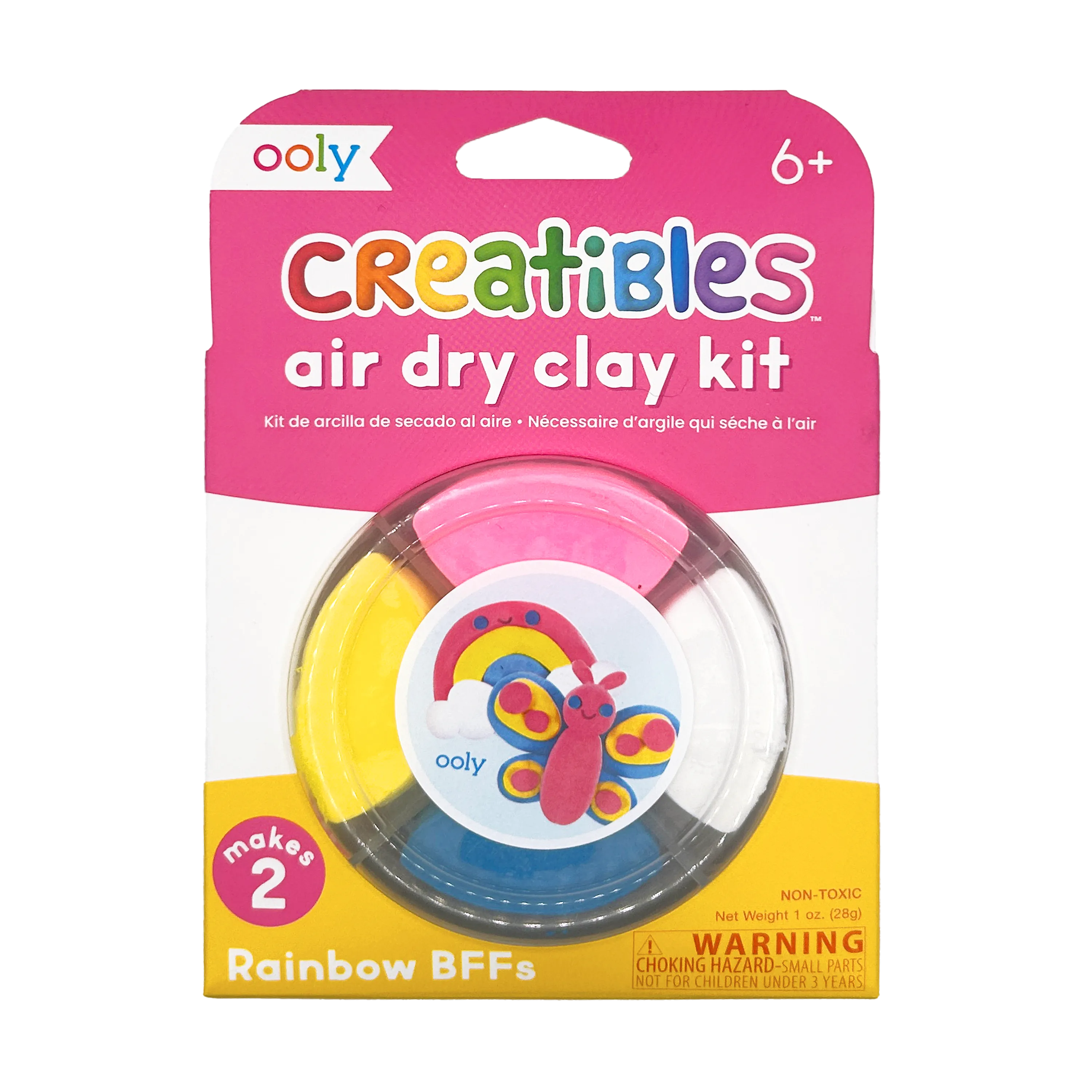 Front of packaging of OOLY Creatibles Mini Air Dry Clay Kit - Rainbow BFFs