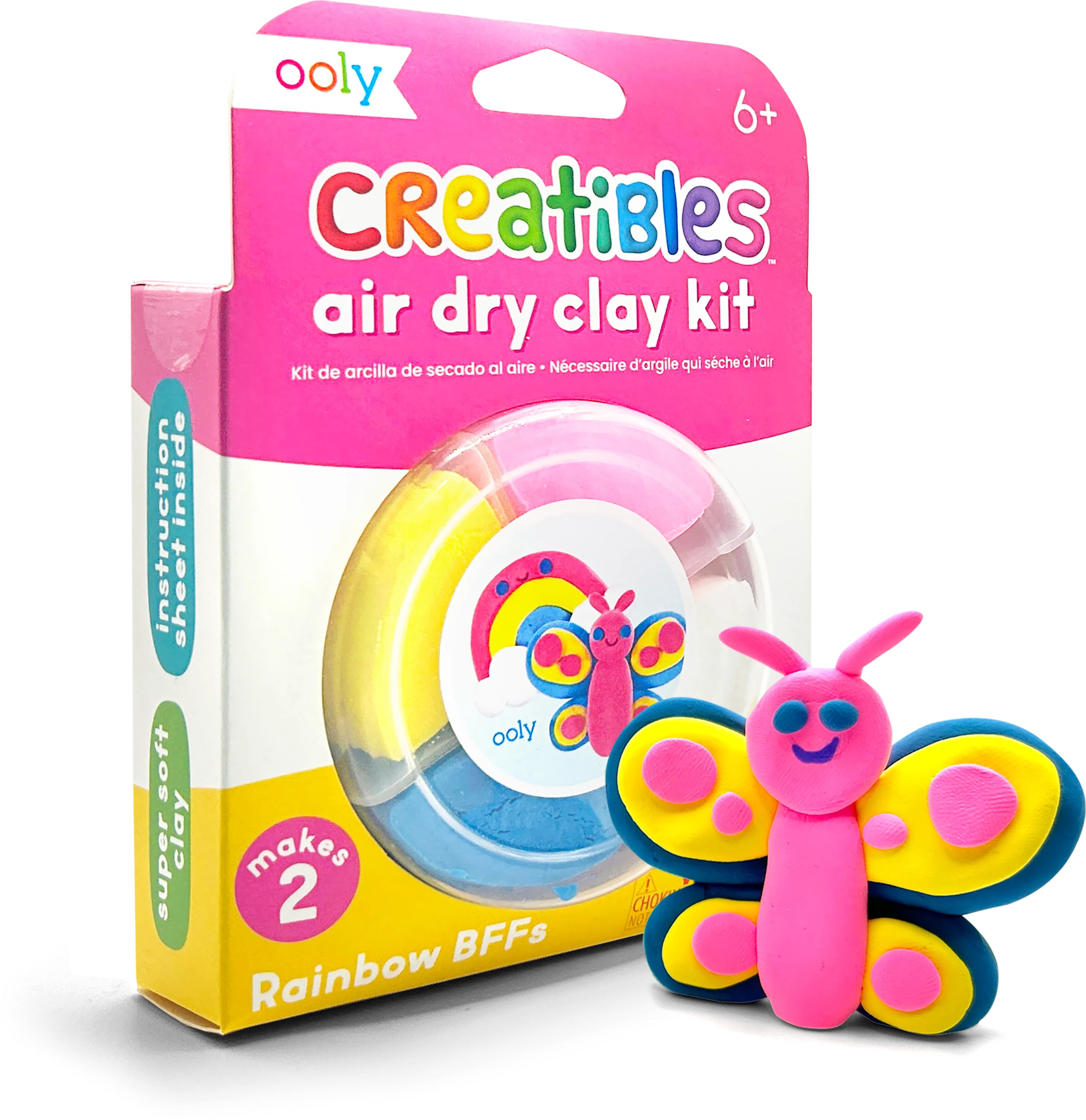 Quarter angle of packaging of OOLY Creatibles Mini Air Dry Clay Kit - Rainbow BFFs