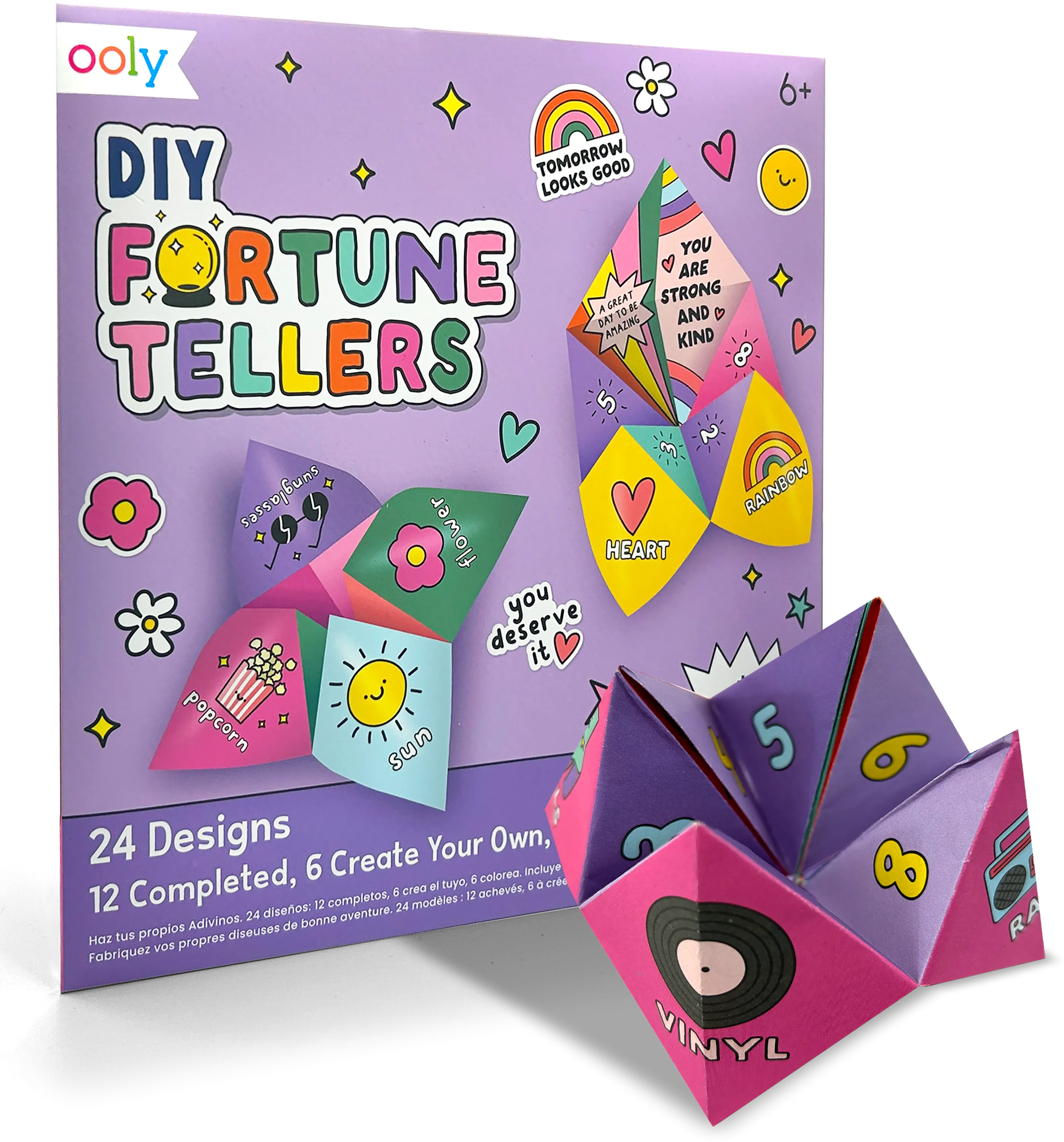 Quarter angle of OOLY DIY Fortune Tellers Activity Kit packaging