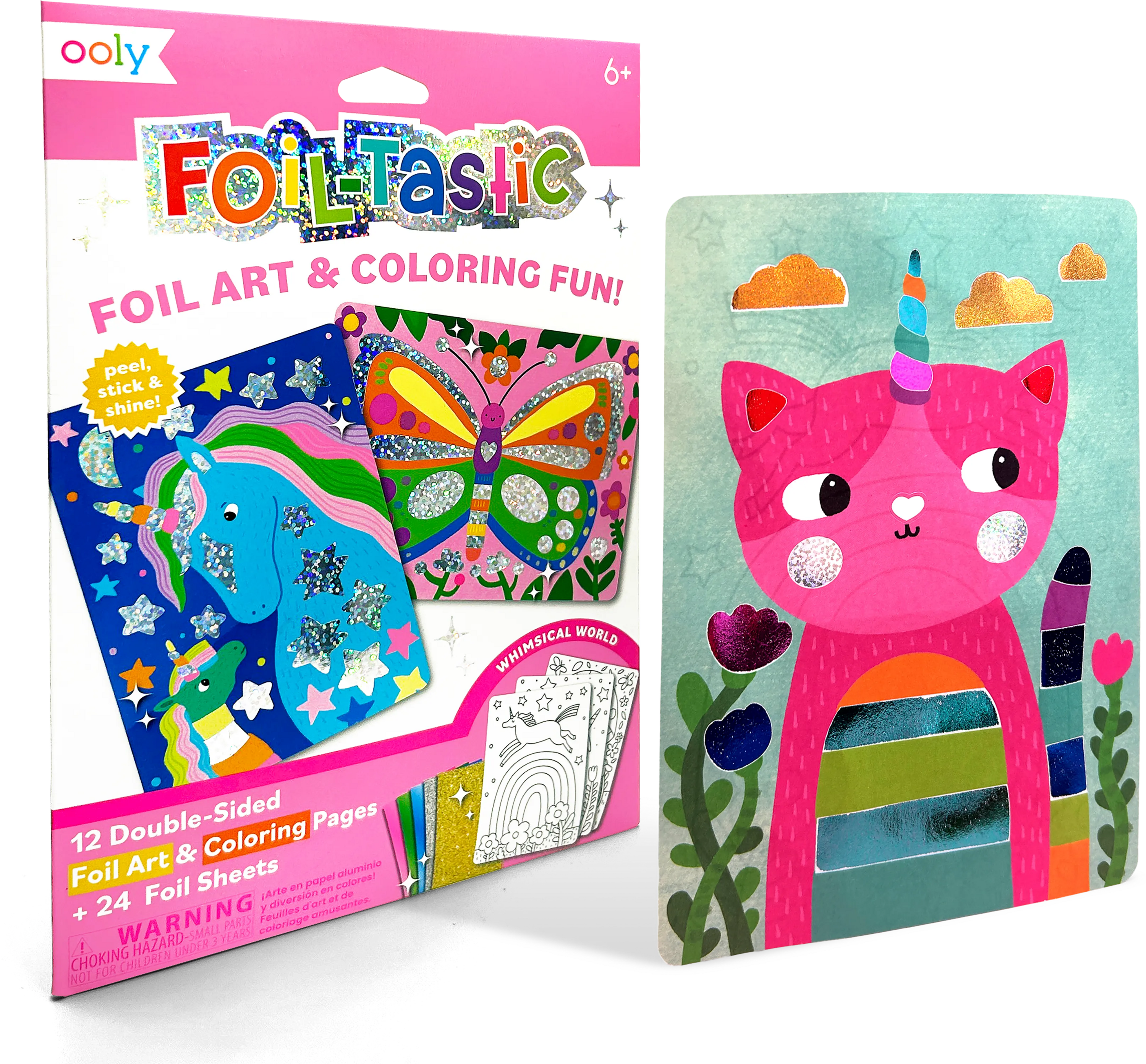 Quarter angle of OOLY Foil-tastic Foil Art & Coloring Set - Whimsical World packaging