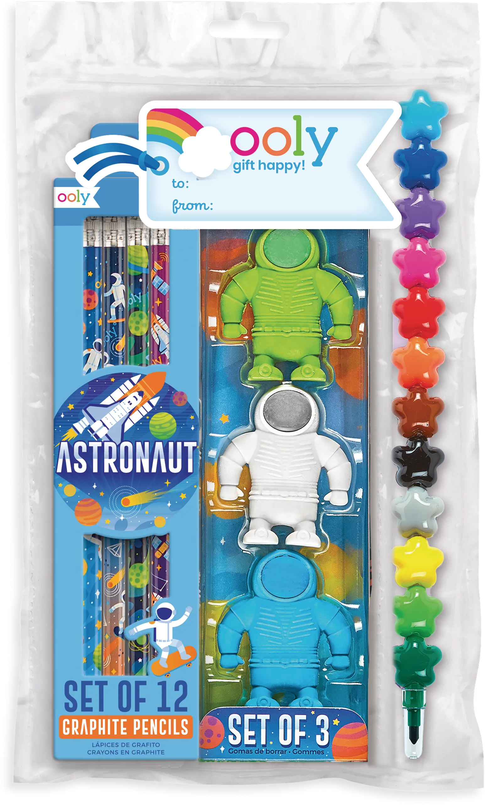 OOLY Galaxy Astronauts Happy Pack in giftable zipper pouch