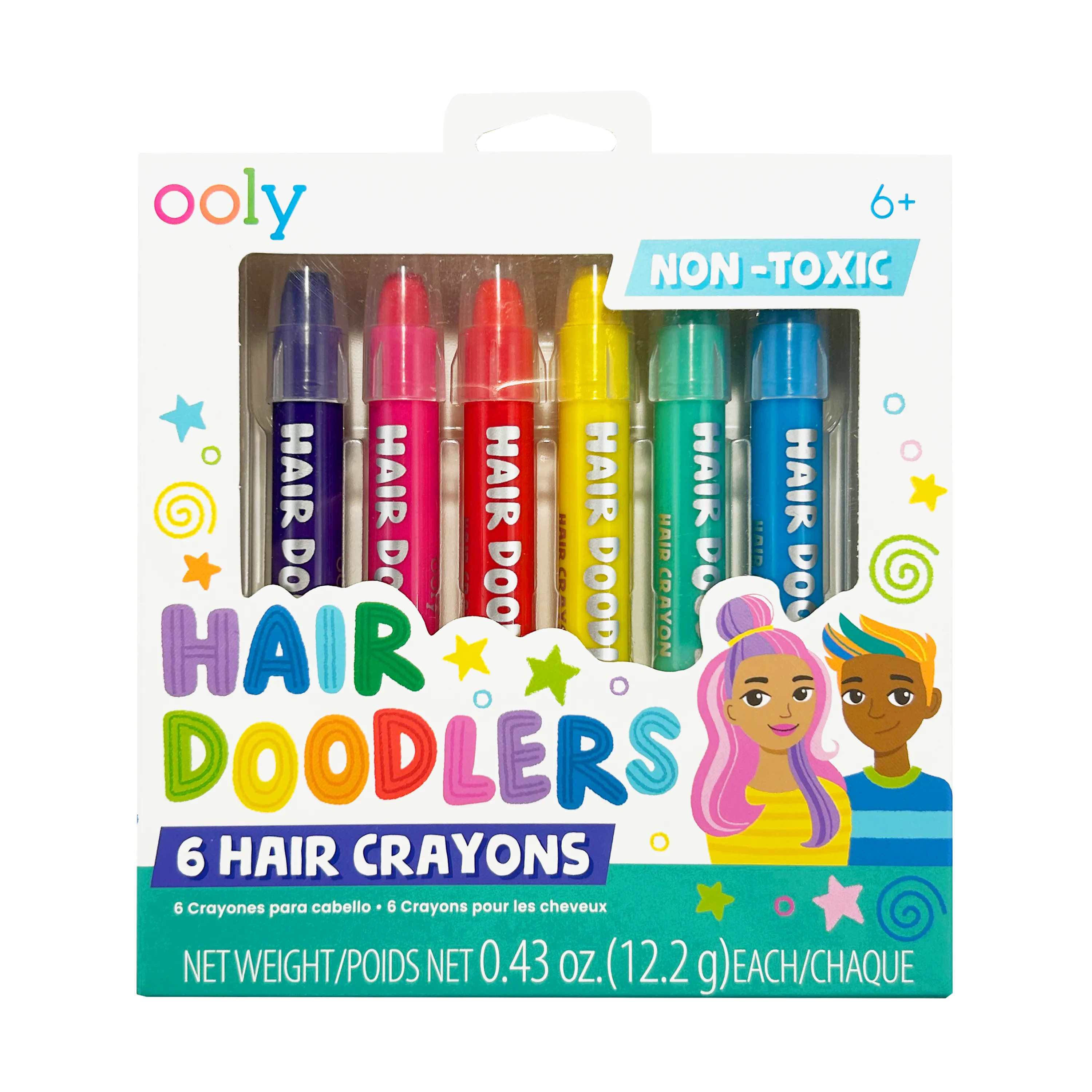 OOLY Hair Doodlers Hair Crayons - Set of 6 front of packaging