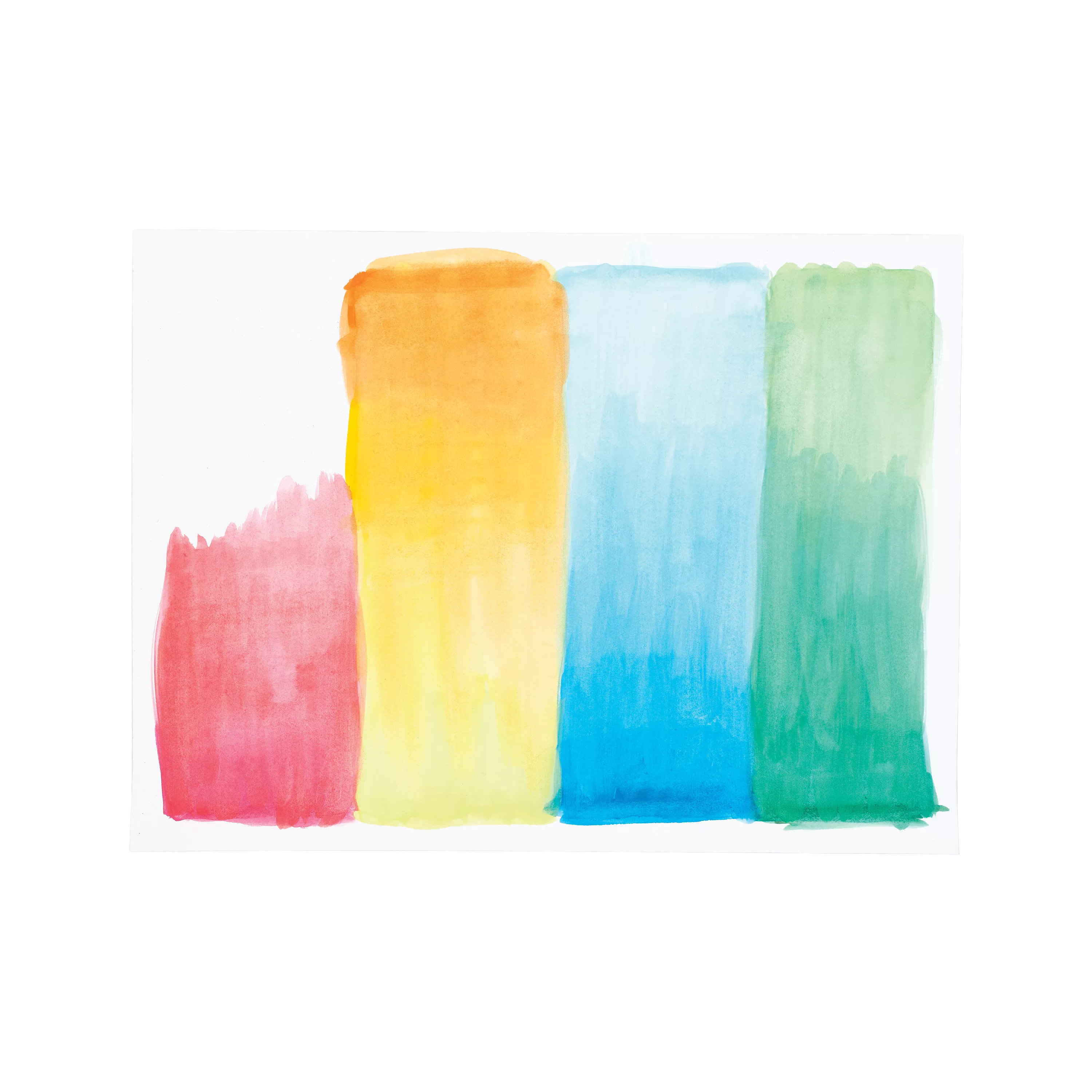 4 large painted bars of primary colors on OOLY Lil Watercolor Paint Pad