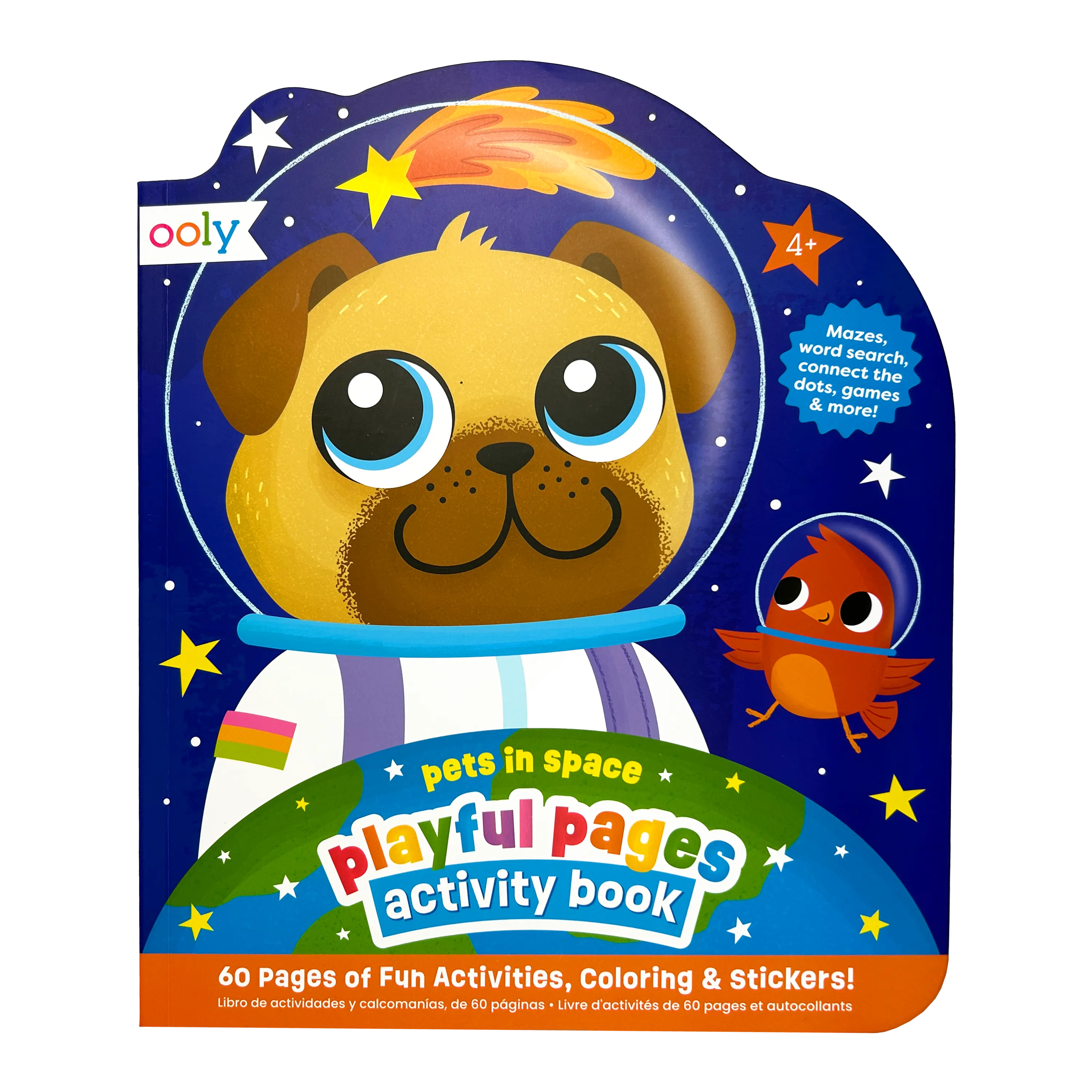 Front cover of OOLY Playful Pages Activity Book - Games Coloring Stickers - Pets in Space