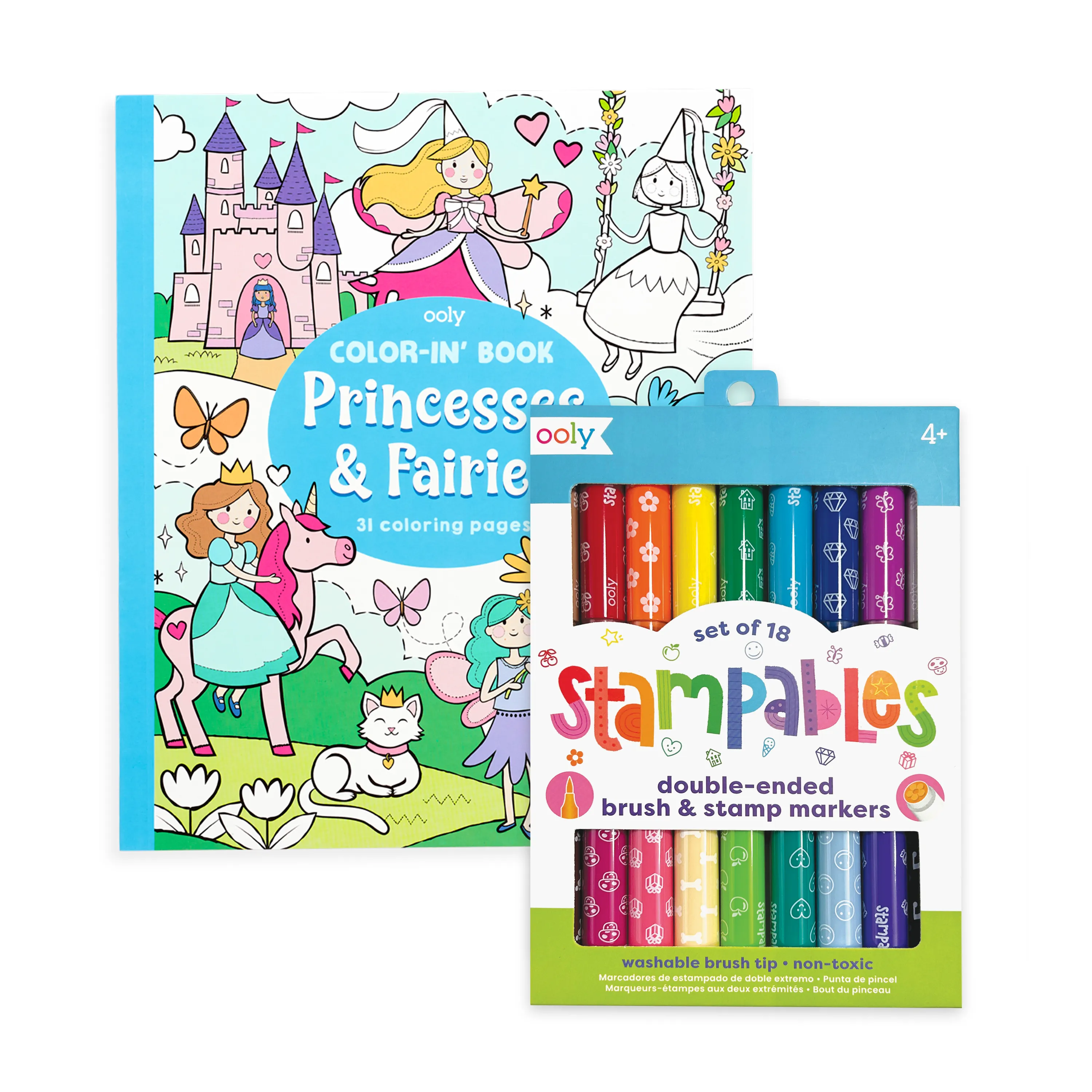 Coloring book and stamp marker set from the Princess & Fairies Stampable Coloring Giftables Pack