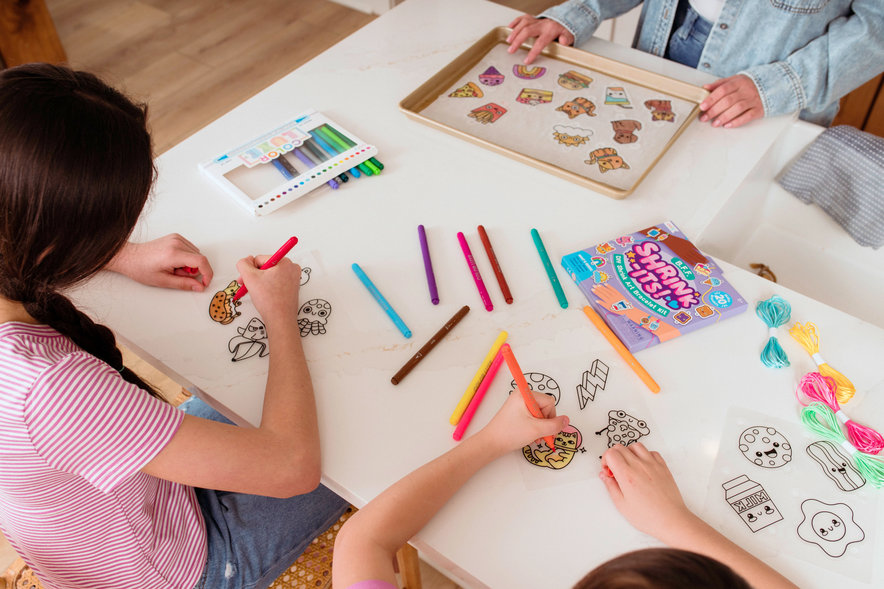 Kids coloring charms from OOLY Shrink-its! DIY Shrink Art Bracelet Kit - BFF