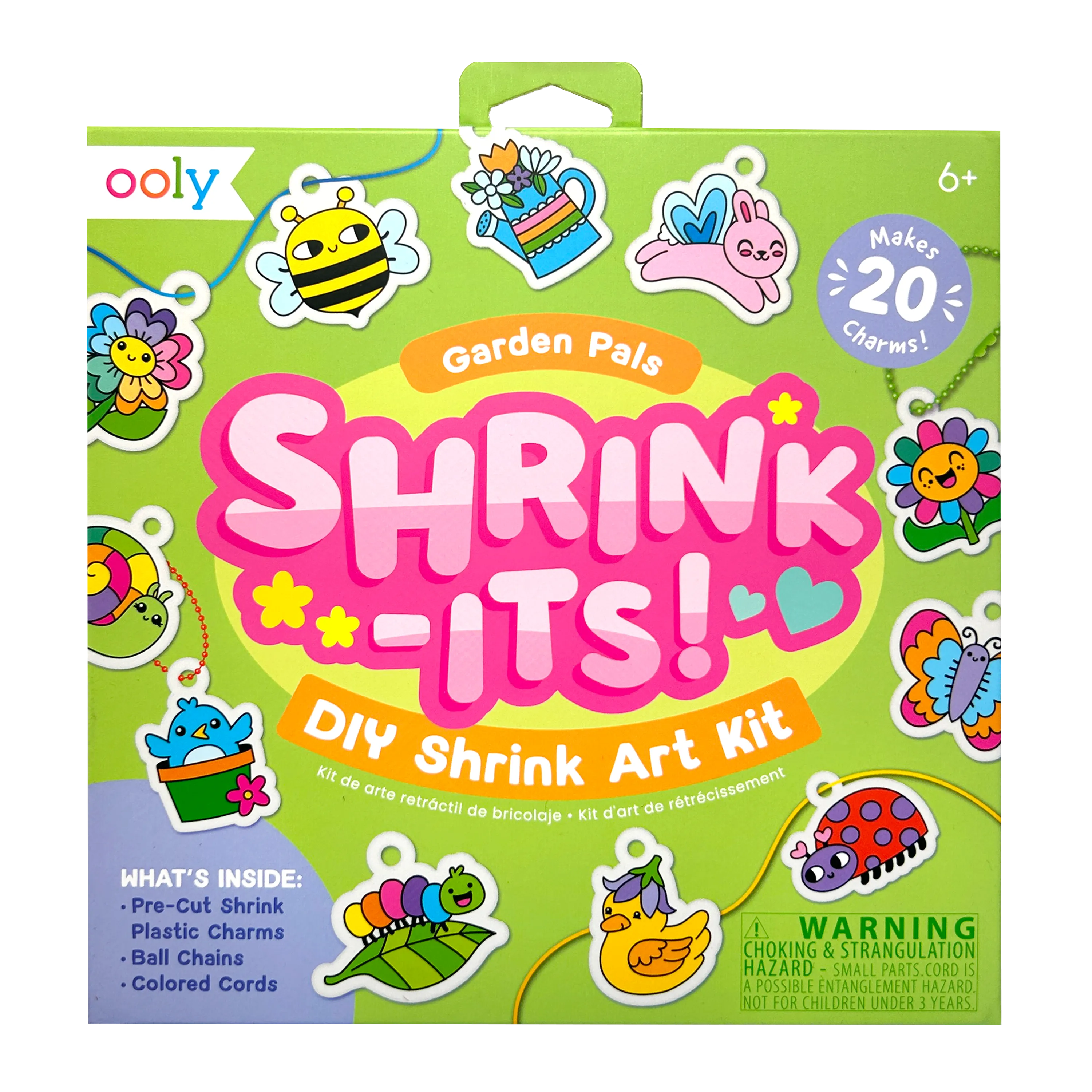 Front of packaging OOLY Shrink-its! DIY Shrink Art Kit - Garden Pals