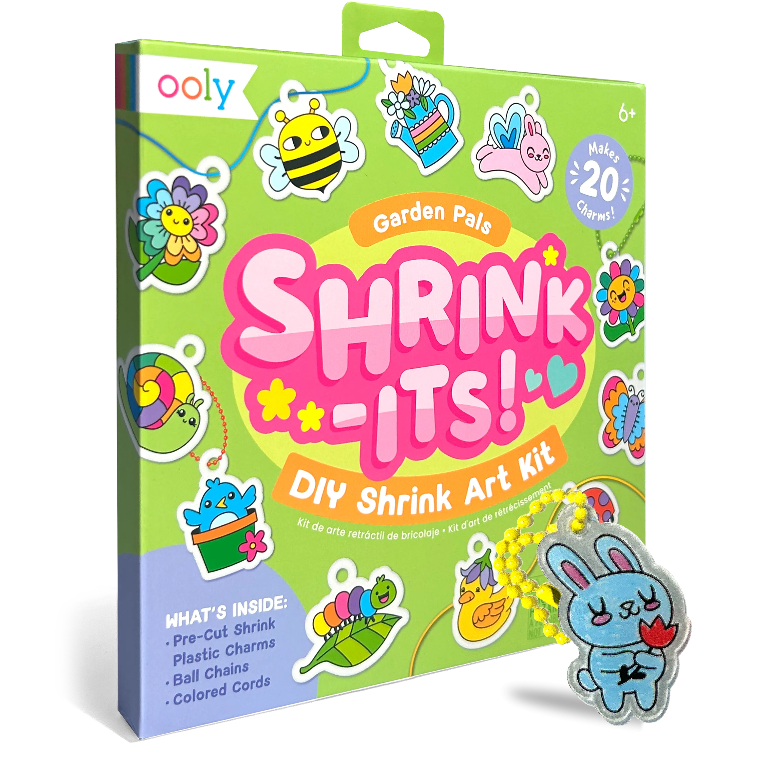 Quarter angle of packaging of OOLY Shrink-its! DIY Shrink Art Kit - Garden Pals