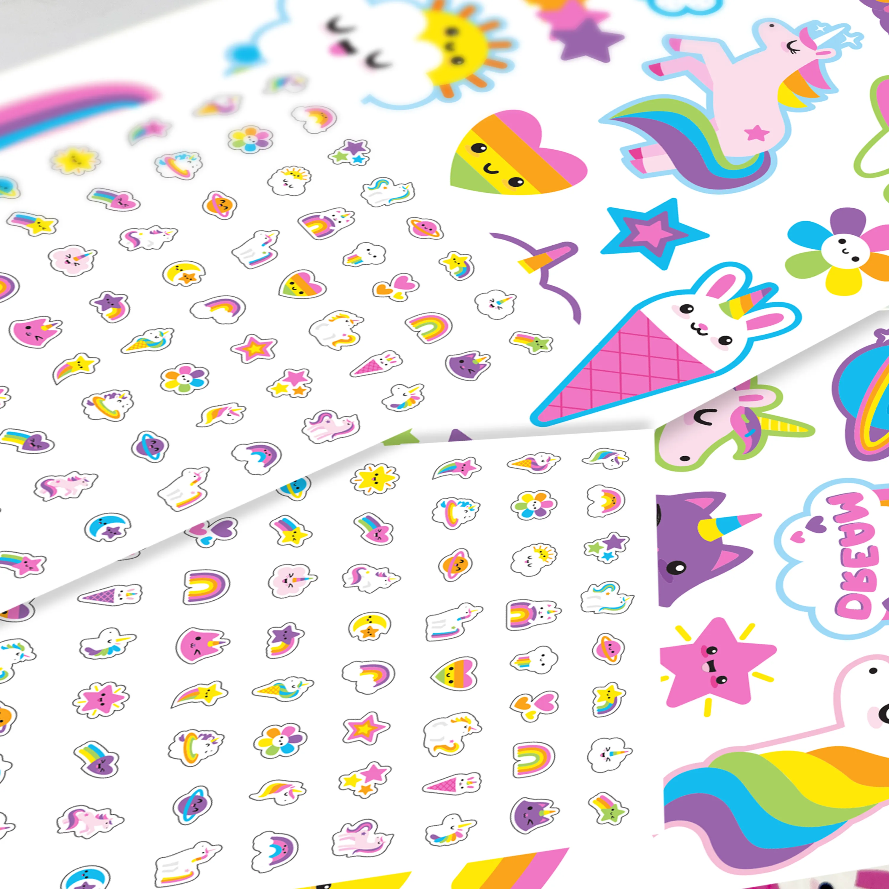 Close up of Tattoo and nail sticker sheets from OOLY Tattoo-Palooza Temporary Tattoos & Nail Stickers - Unicorns & Rainbows