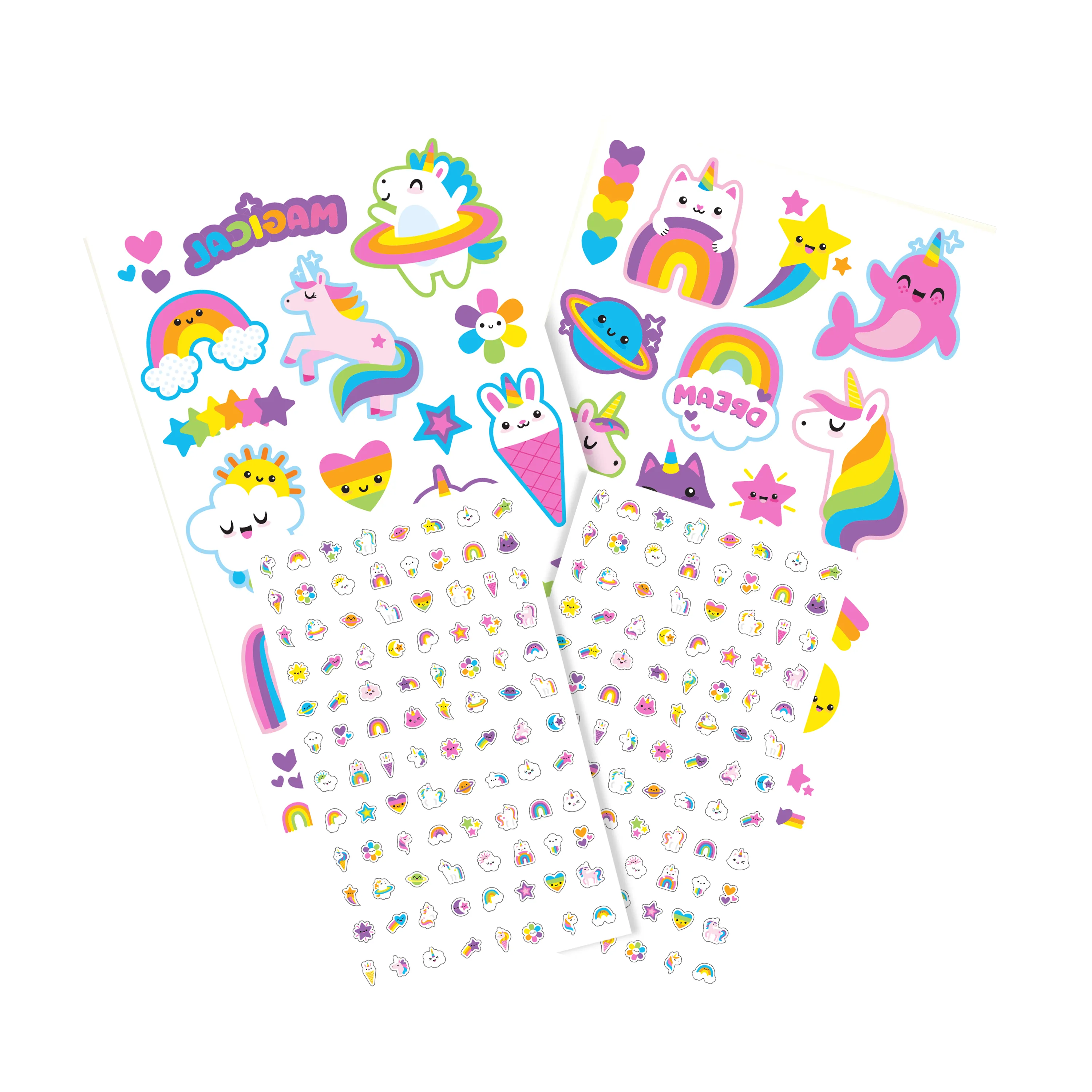 Tattoo and nail sticker sheets from OOLY Tattoo-Palooza Temporary Tattoos & Nail Stickers - Unicorns & Rainbows