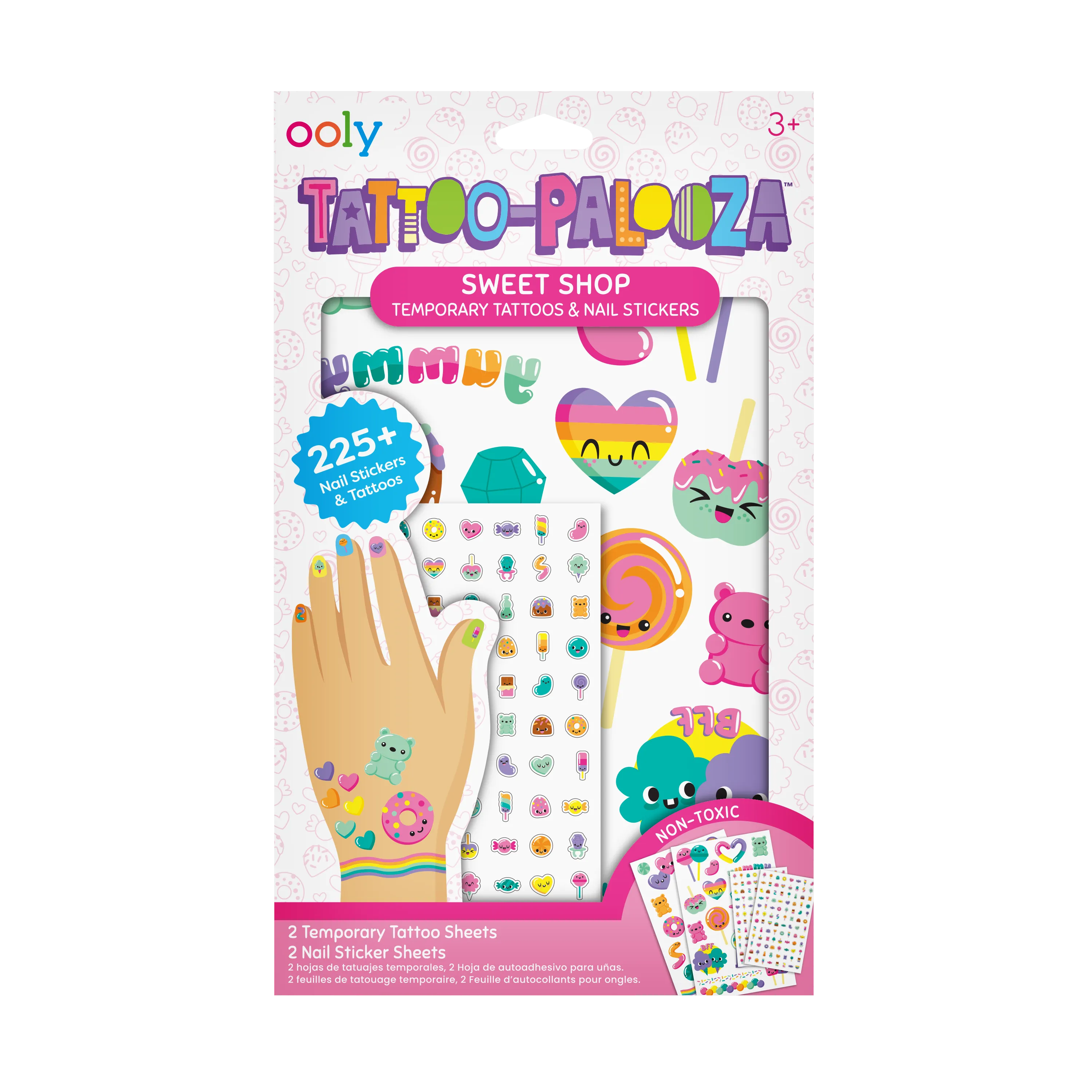 Front of packaging of OOLY Temporary Tattoo-Palooza Tattoos & Nail Stickers - Sweet Shop