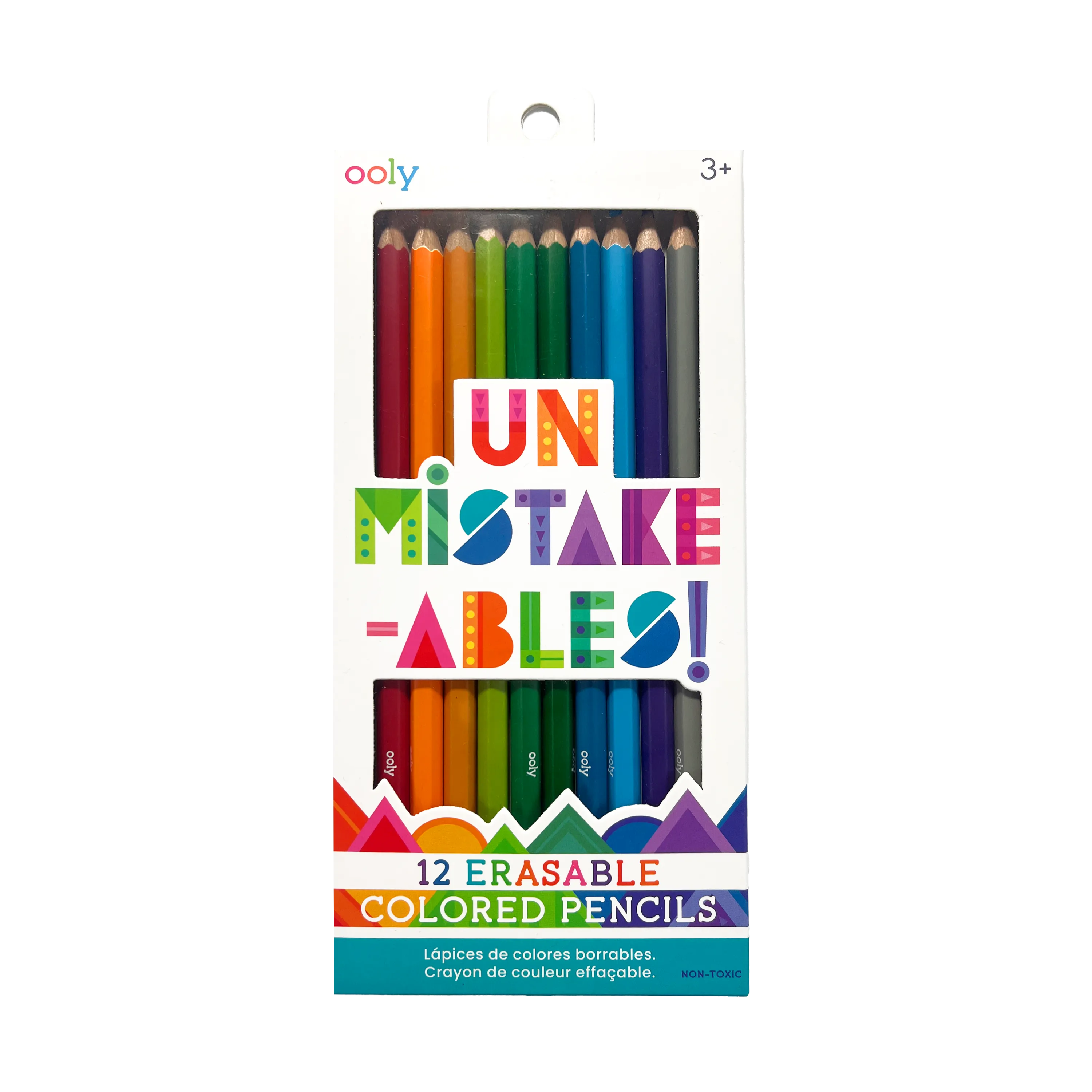 Front of packaging of OOLY Un-Mistakeables! Erasable Colored Pencils