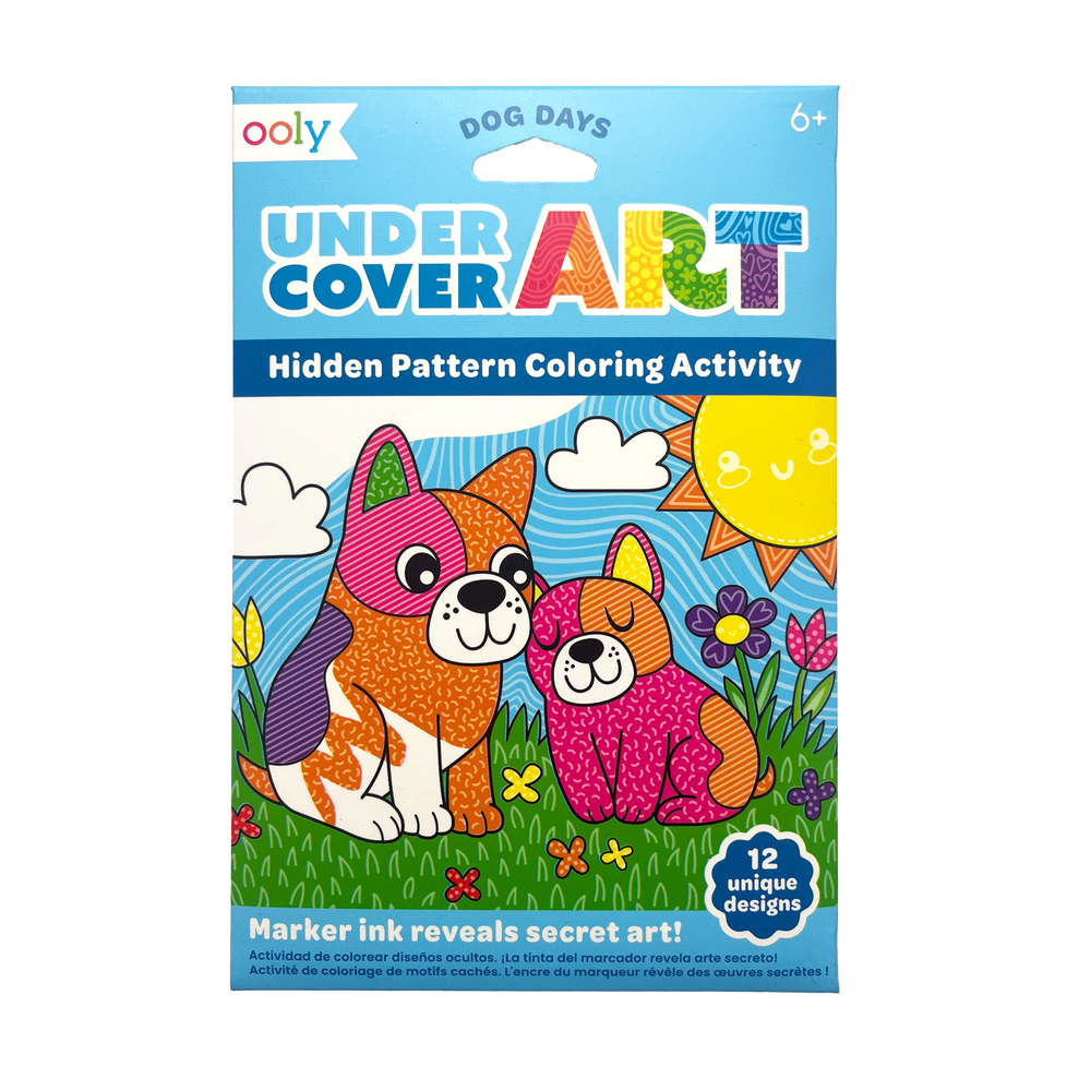 Undercover Art Hidden Pattern Coloring Activity Art Cards - Dog Days - OOLY