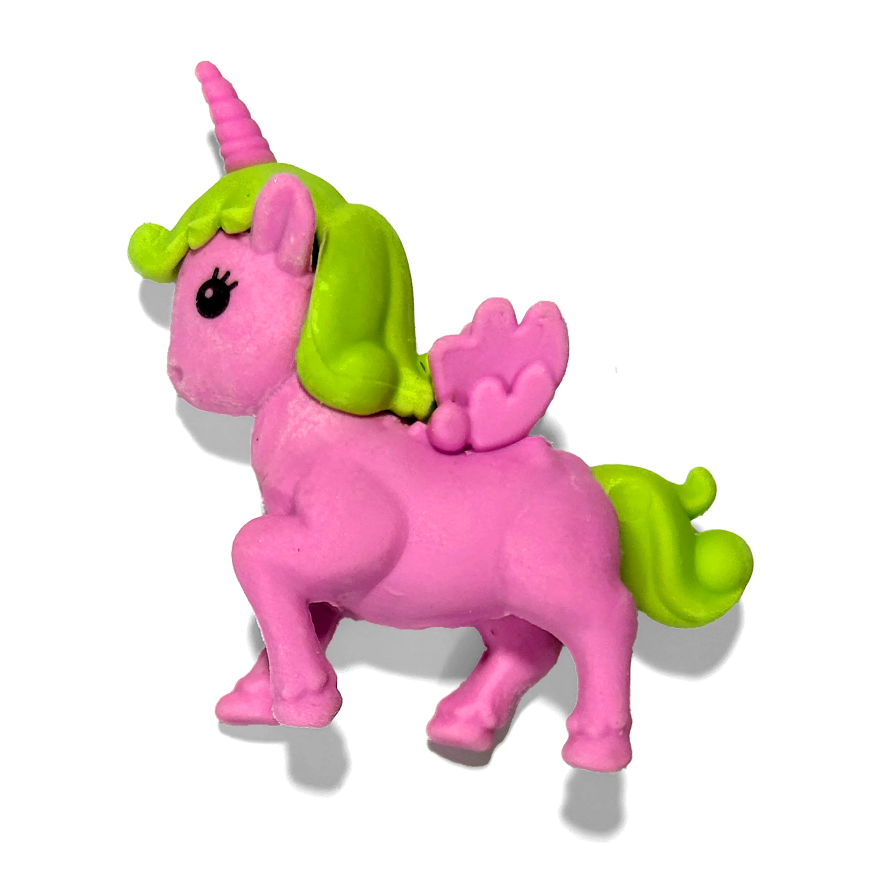 Close up of pink unicorn with green mane and tail OOLY Unicorn Wishes Scented Puzzle Erasers