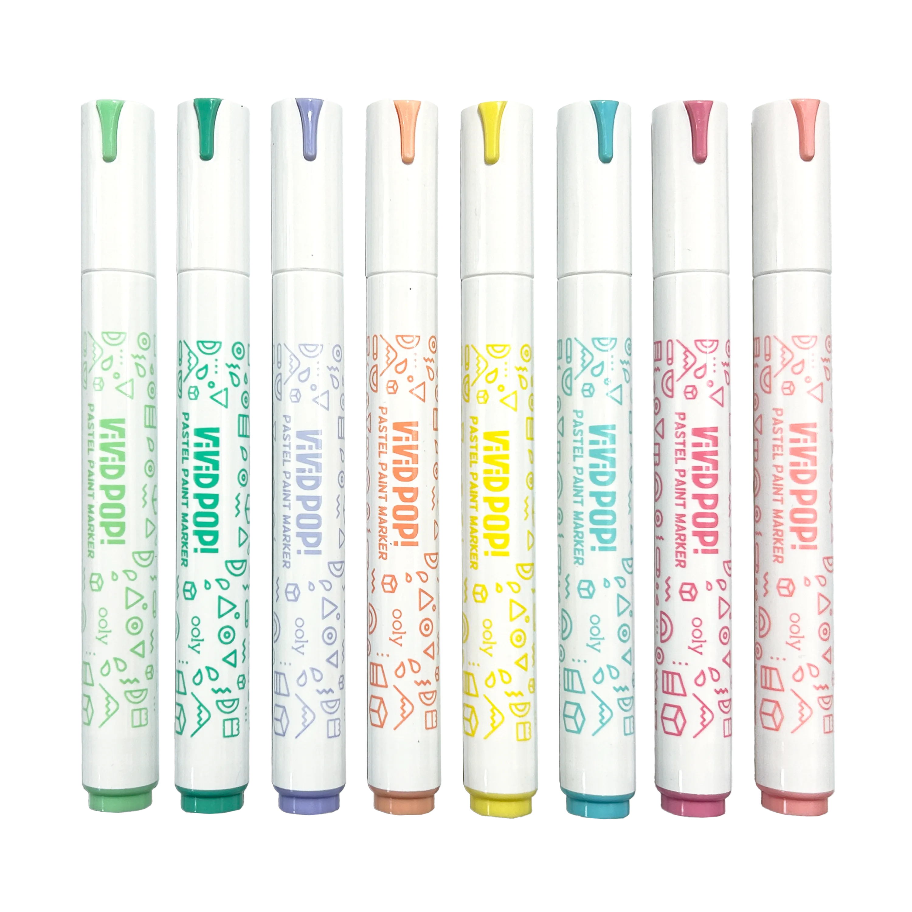 Row of capped Vivid Pop! Water Based Paint Markers - Pastel