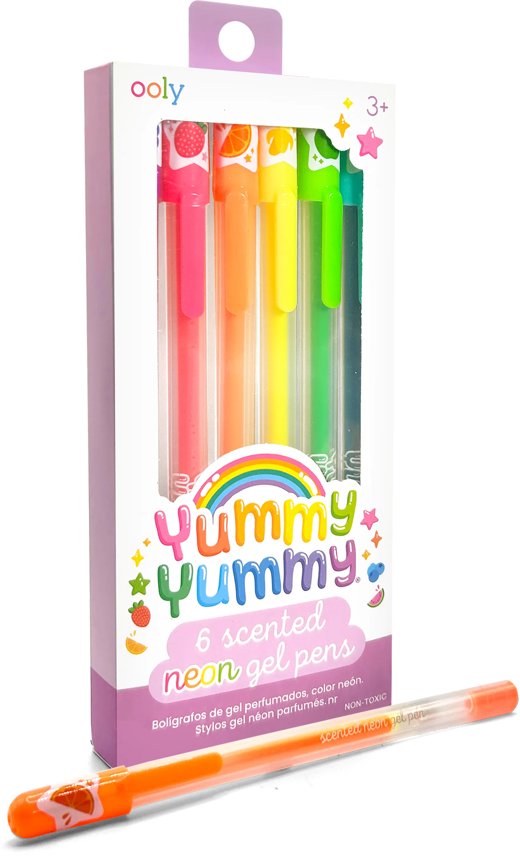 Yummy Yummy Scented Gel Pens - Neon - Set of 6 three quarters packaging