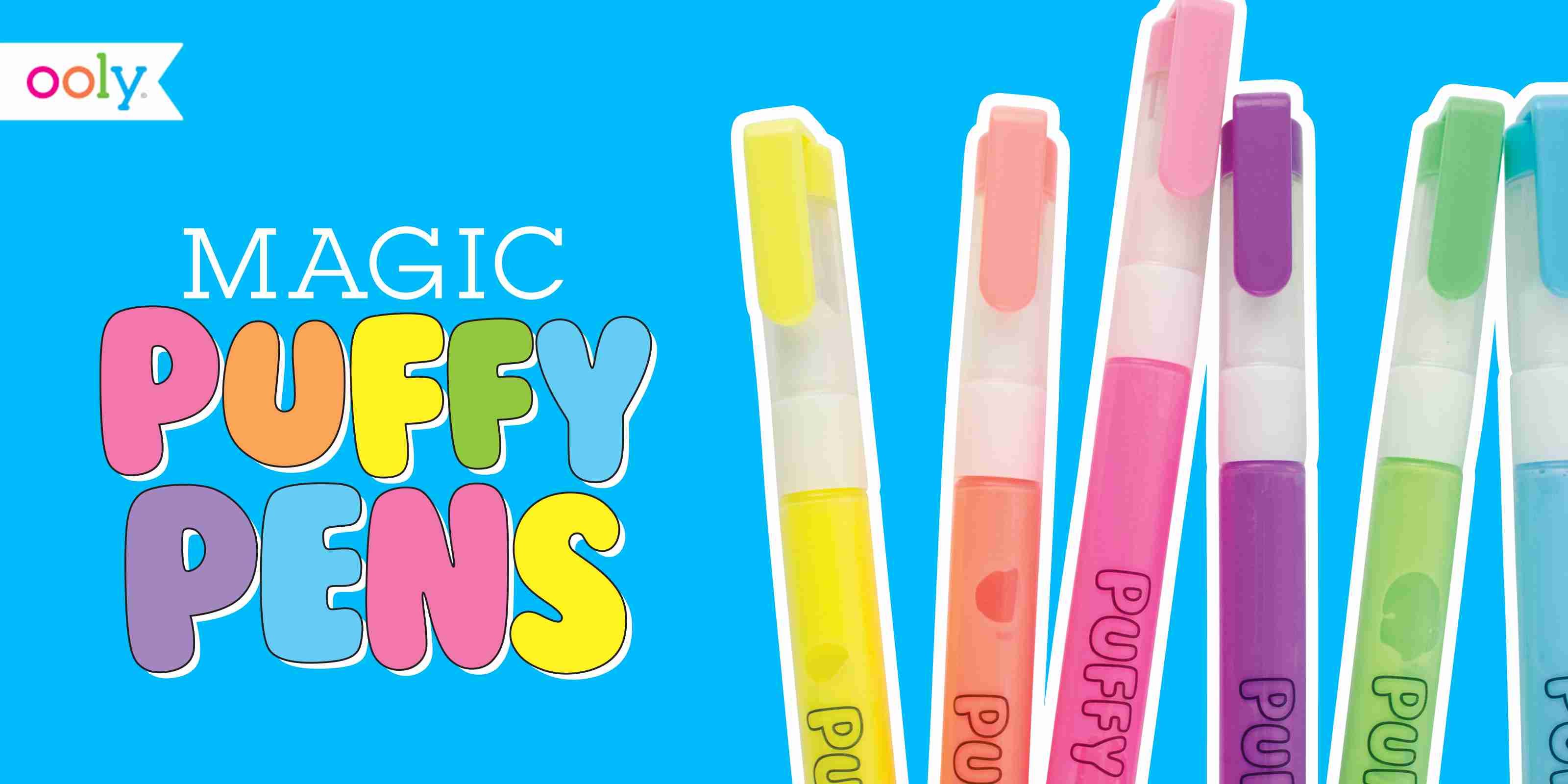OOLY MAGIC NEON PUFFY PENS SET OF 6 Kids Arts and Crafts NEW 