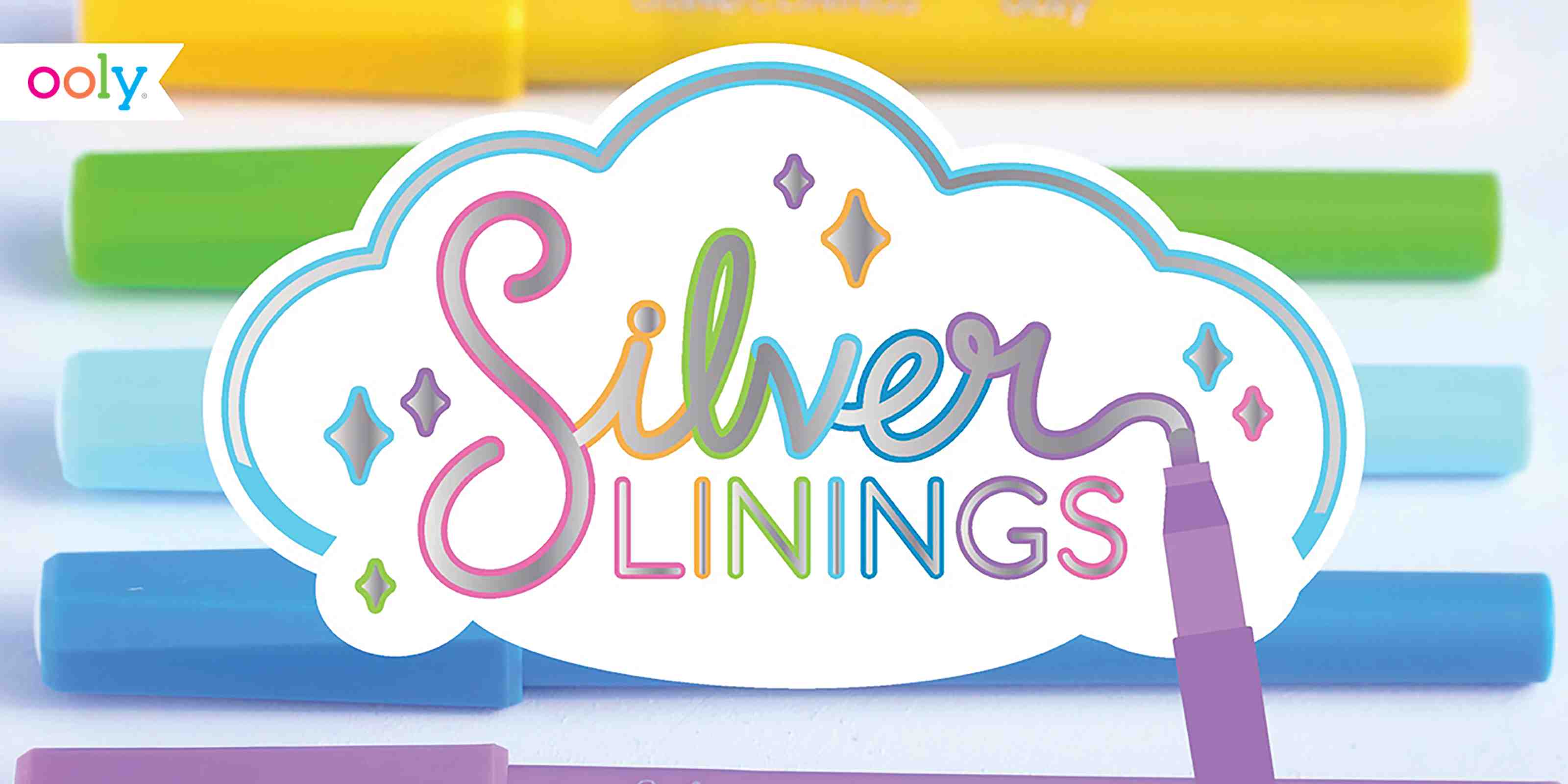 OOLY Set of 6 Silver Linings Outline Markers