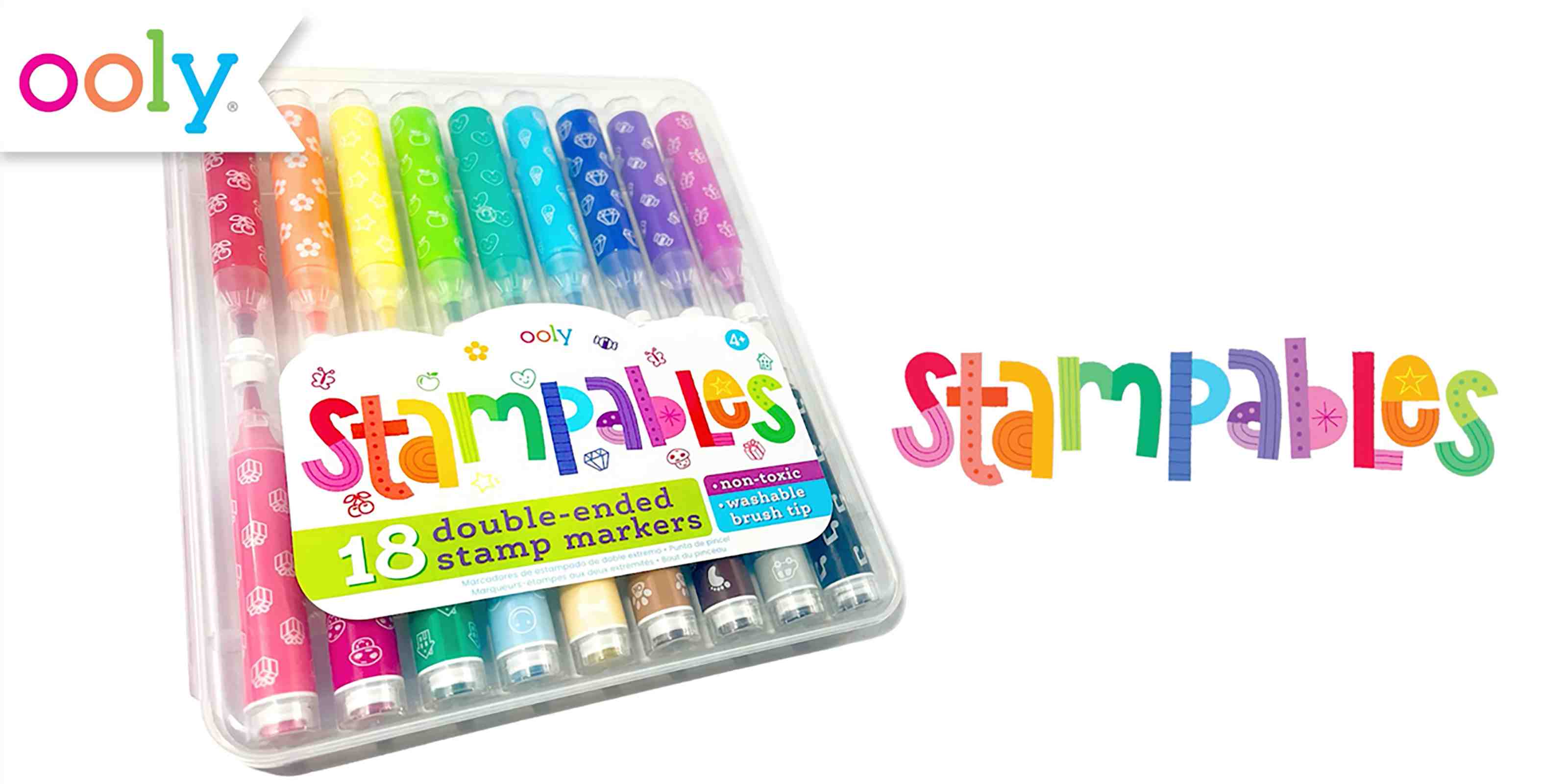 OOLY Stamp-A-Doodle Double-Ended Markers (Set of 12 w/ 9 Colors