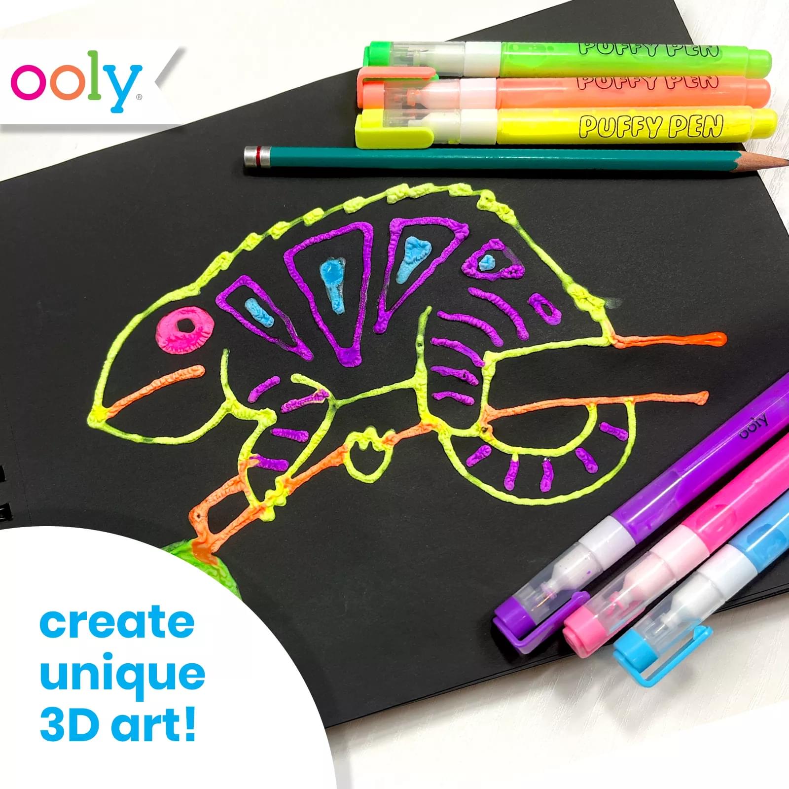 Magic Puffy Pens, DIY Bubble Popcorn Drawing Pens, Magic Puffy Pens for Kids, 6 Colors 3D Art Magic Puffy Penswith 3D Ink (1set)