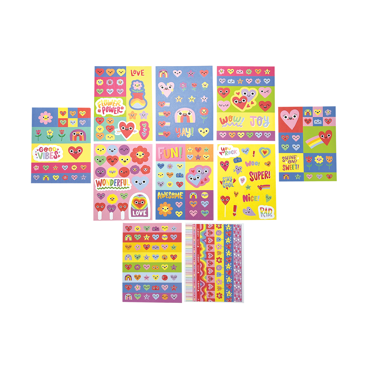 Side Notes Sticky Tab Note Pad - Rainbow Hearts - OOLY