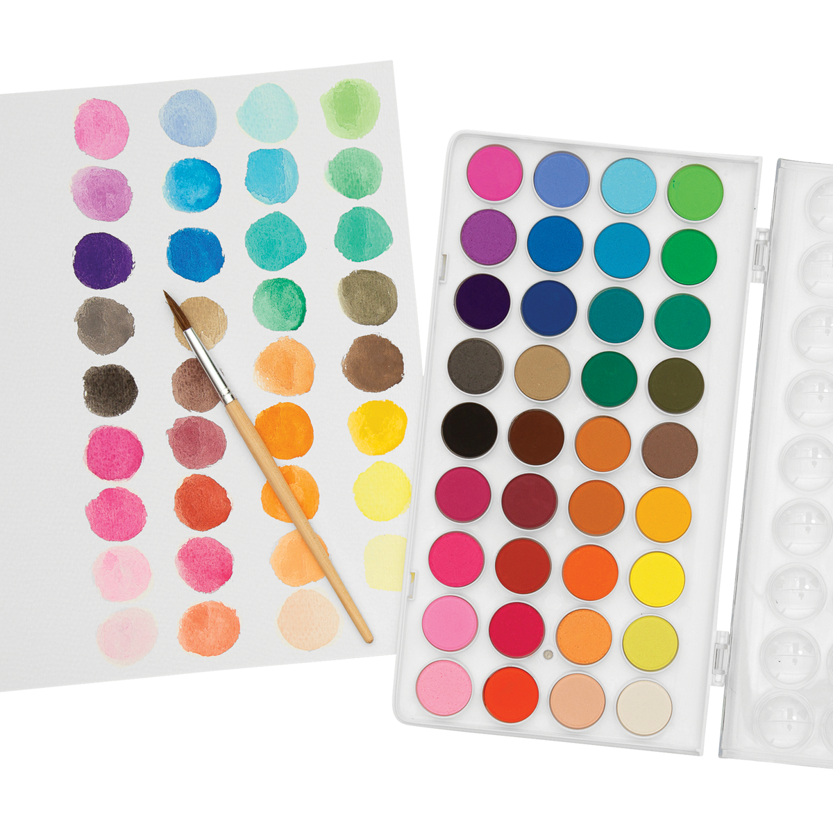 OOLY, Lil' Pods Watercolor with Brush, Watercolor Pack for Creative Kids  and Adults, Colorful and Washable Watercolors in a Portable Case, School  and