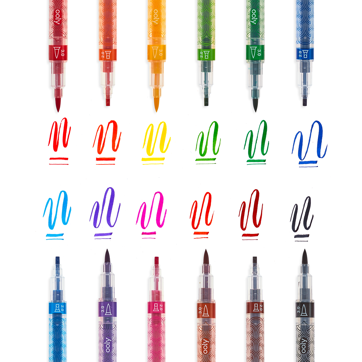 Yoobi | Double Ended Marker Set | Brush Marker Tip and Fine Marker Tip | 8  Unique Colors | For Office & School | Great for Art & Calligraphy 