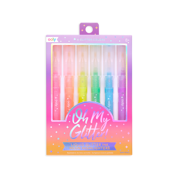 ooly™ Oh My Glitter! Liquid Glitter Ink Neon Highlighers (6 pack)