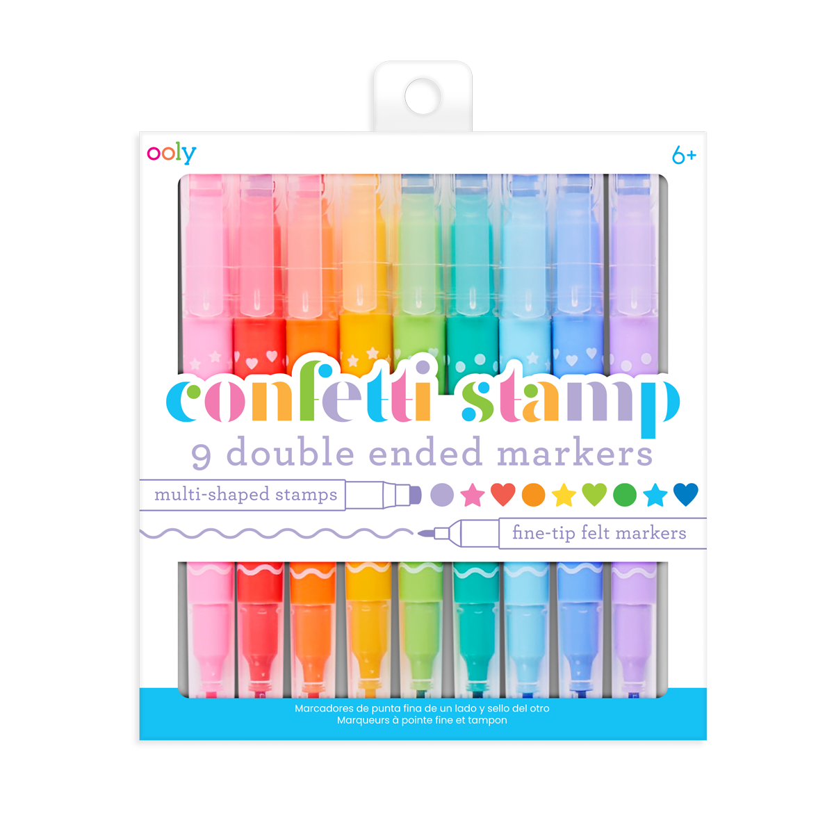 Confetti Stamp Double-Ended Markers - Set Of 9 - OOLY