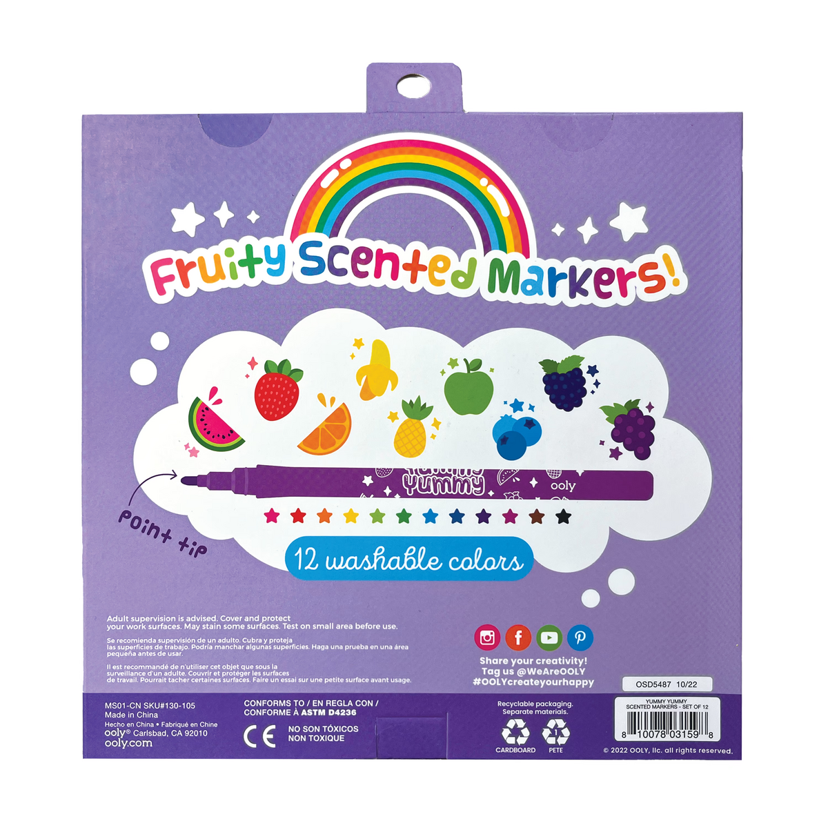 Ooly Yummy Yummy Scented Washable Markers [Set of 12] - Scented Markers in  12 Classic Colors