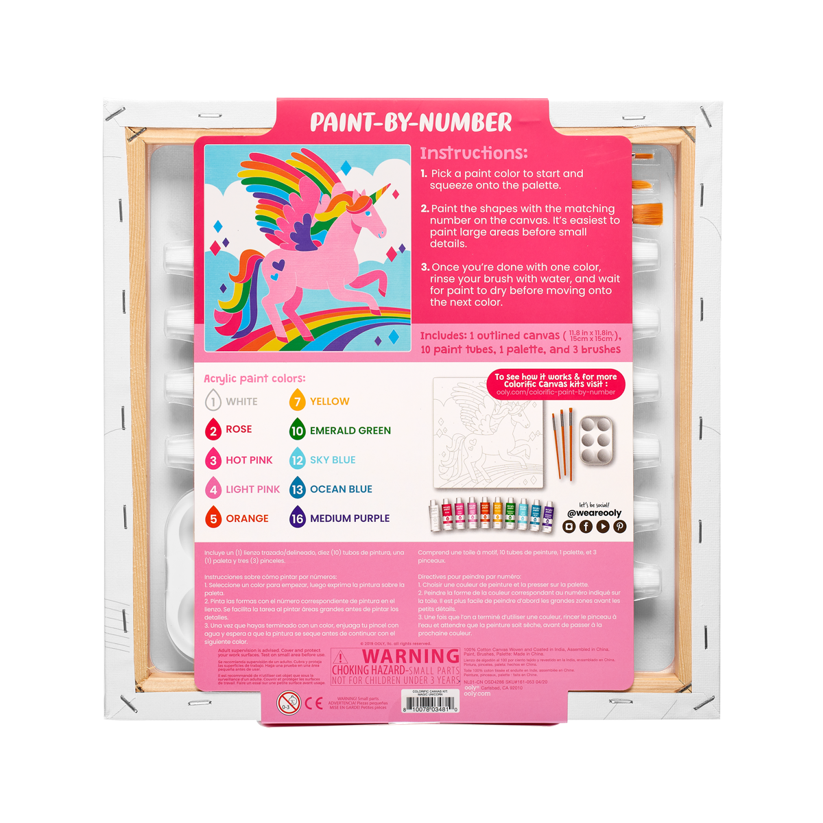 Happy Planner Paint by Numbers Kit - Easy Step by Step Paint by Number Craft Kit - Includes Printed Canvas, Acrylic Paint & Brushes - Happy Crafts Pre